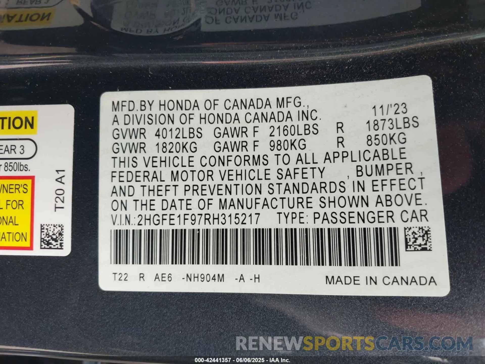 9 Photograph of a damaged car 2HGFE1F97RH315217 HONDA CIVIC 2024