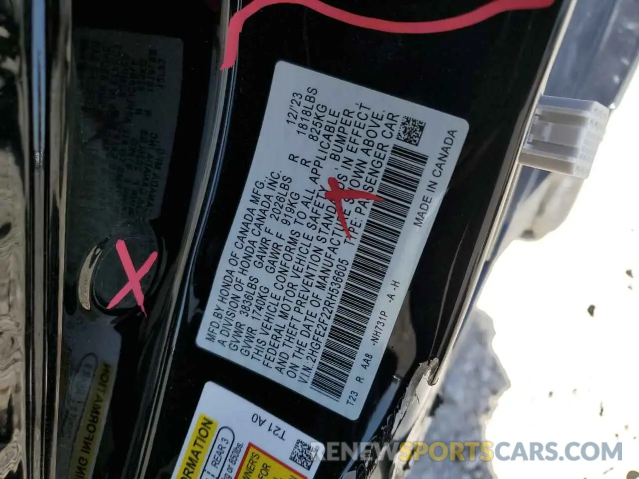 13 Photograph of a damaged car 2HGFE2F22RH536605 HONDA CIVIC 2024