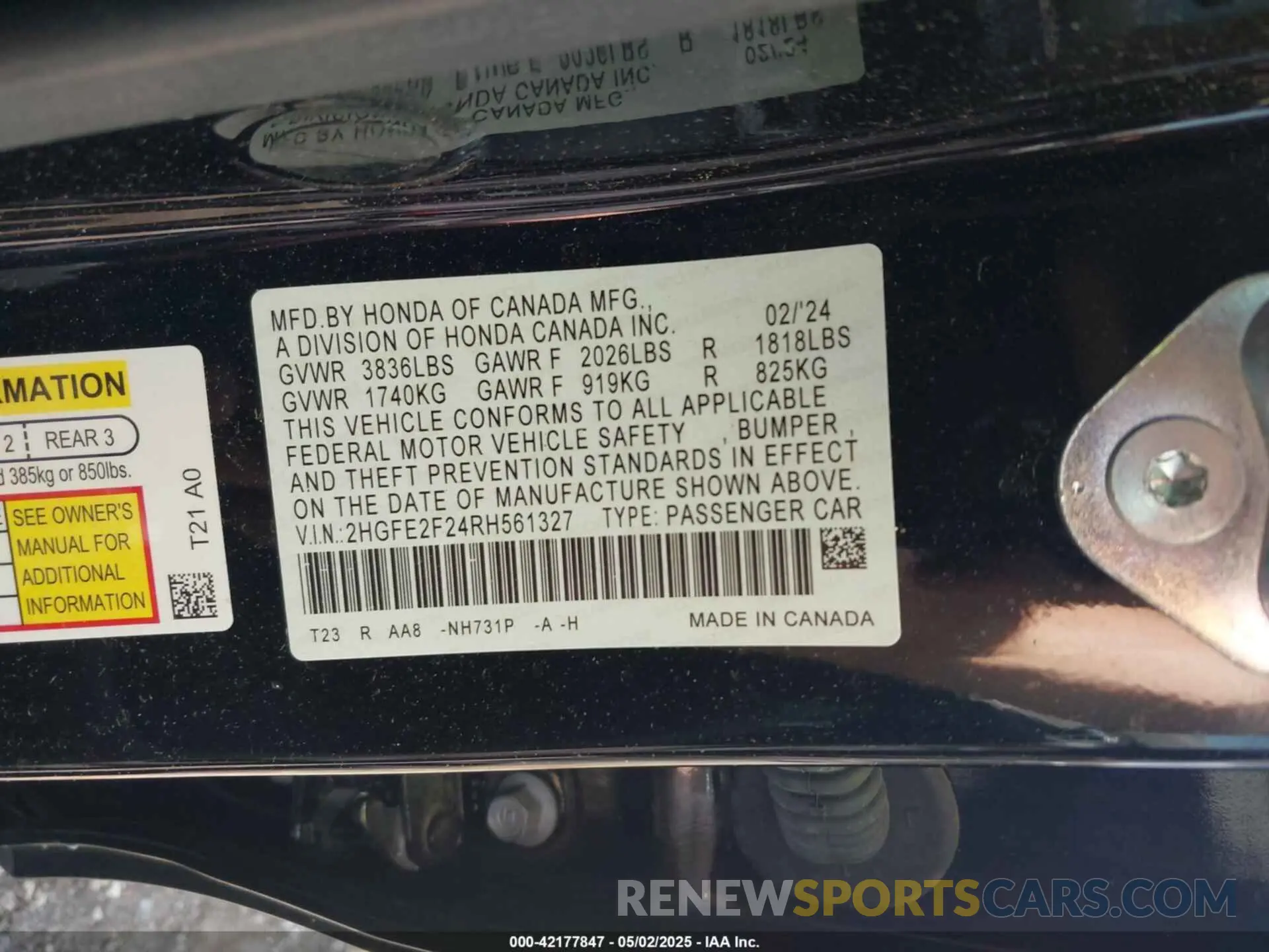 9 Photograph of a damaged car 2HGFE2F24RH561327 HONDA CIVIC 2024
