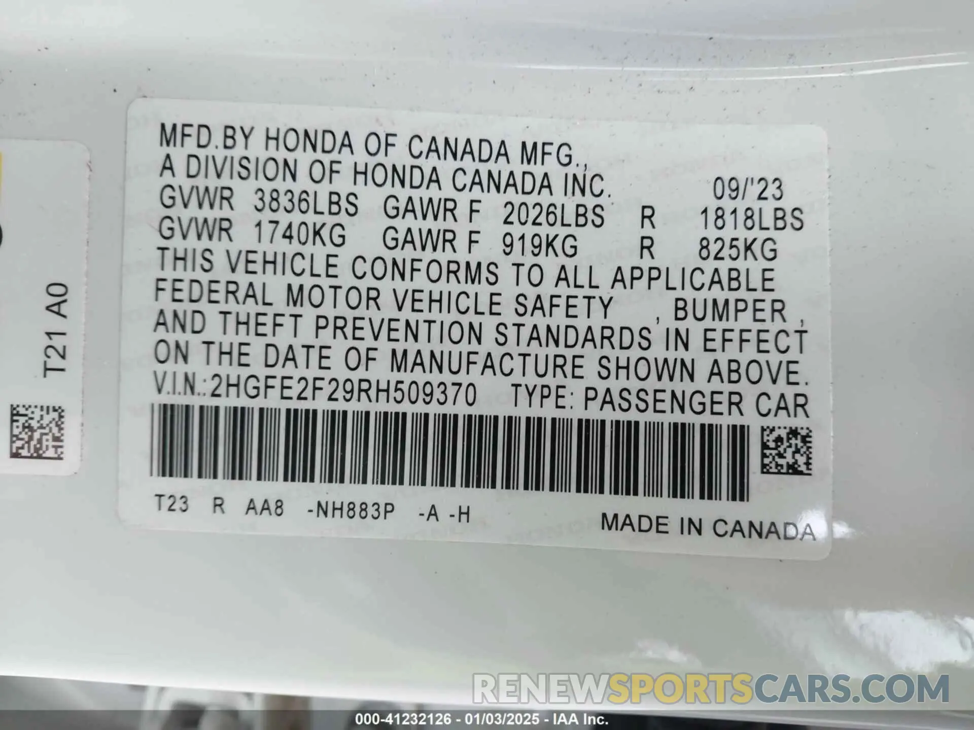 9 Photograph of a damaged car 2HGFE2F29RH509370 HONDA CIVIC 2024