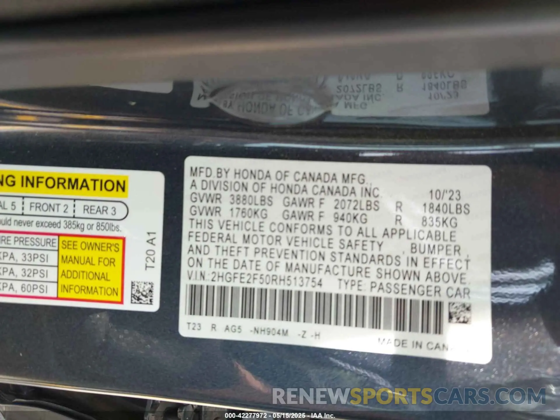 9 Photograph of a damaged car 2HGFE2F50RH513754 HONDA CIVIC 2024