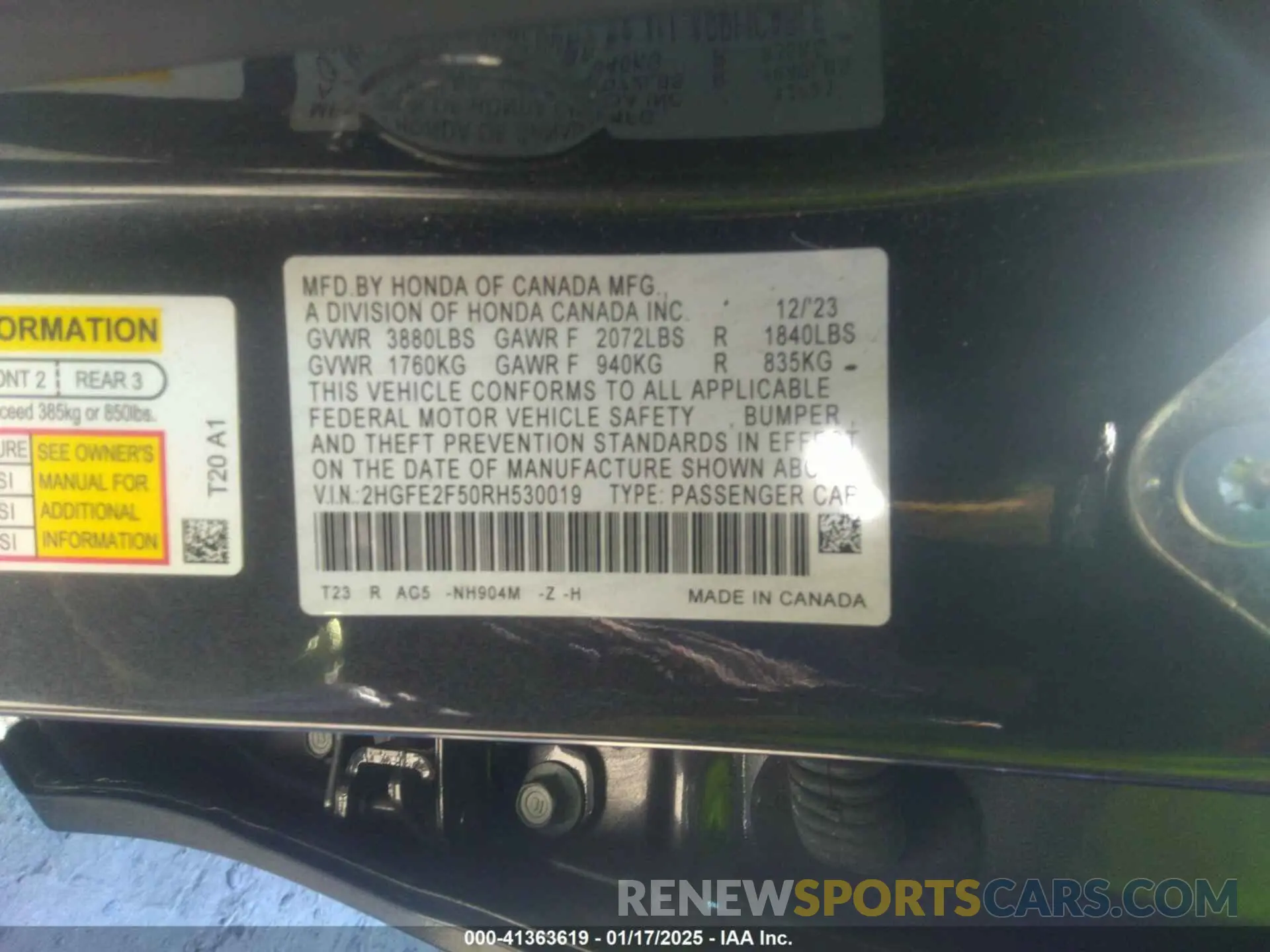 9 Photograph of a damaged car 2HGFE2F50RH530019 HONDA CIVIC 2024