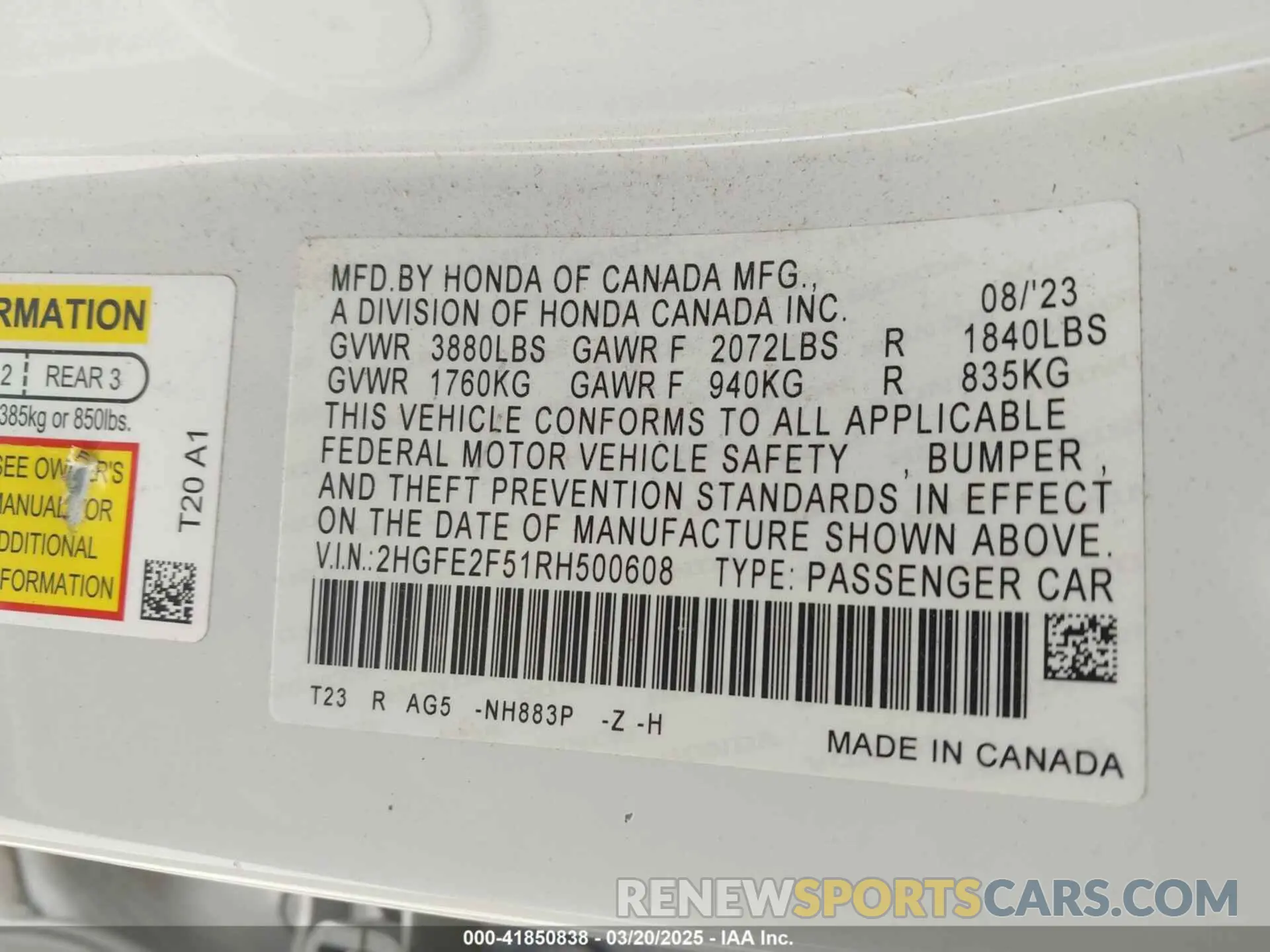 9 Photograph of a damaged car 2HGFE2F51RH500608 HONDA CIVIC 2024