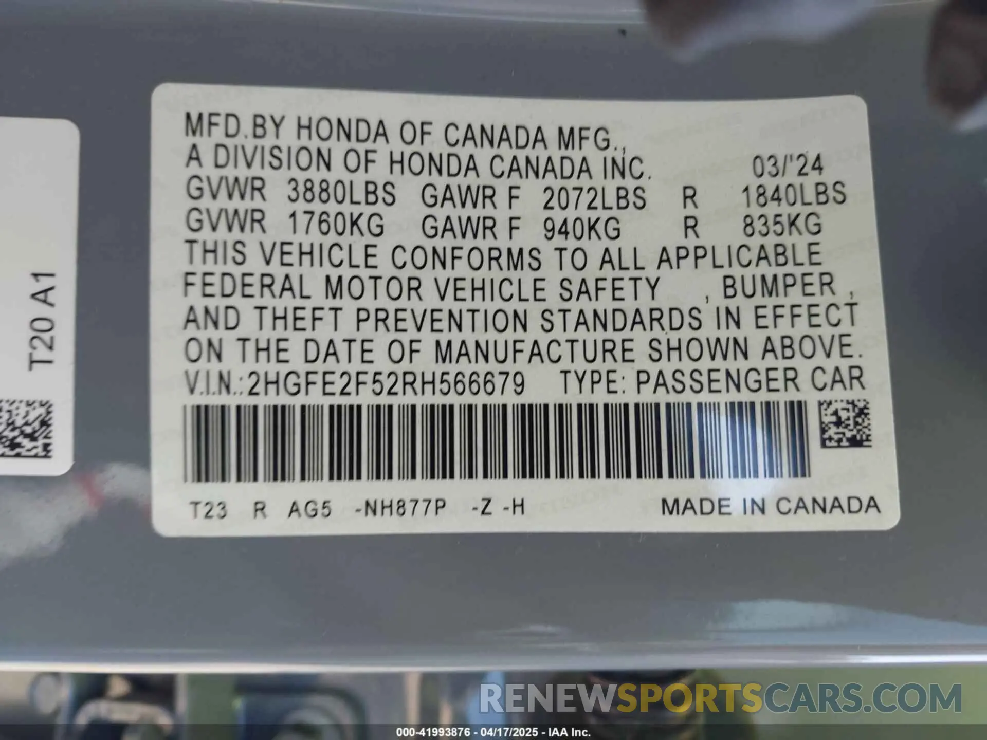 9 Photograph of a damaged car 2HGFE2F52RH566679 HONDA CIVIC 2024