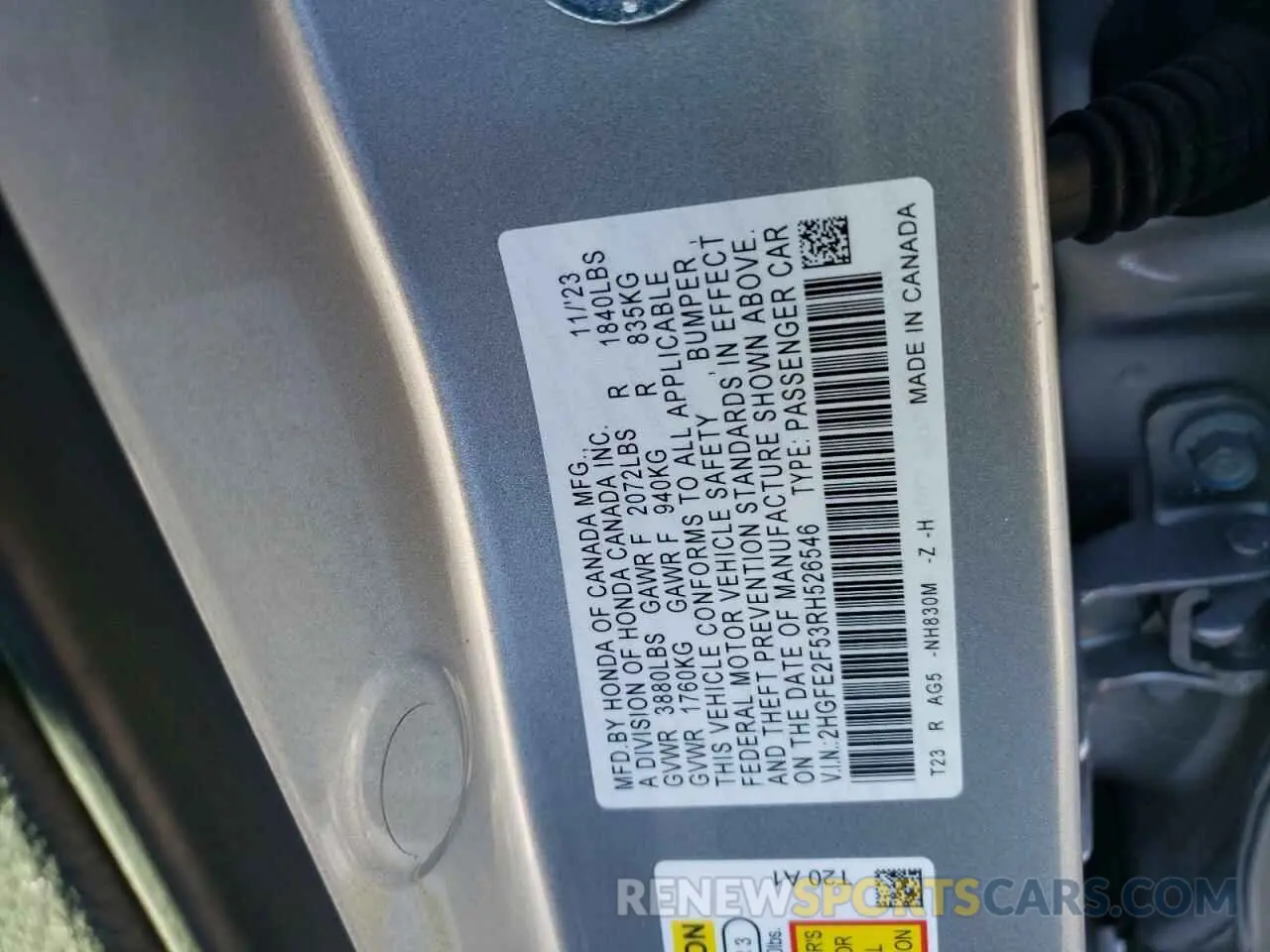 14 Photograph of a damaged car 2HGFE2F53RH526546 HONDA CIVIC 2024