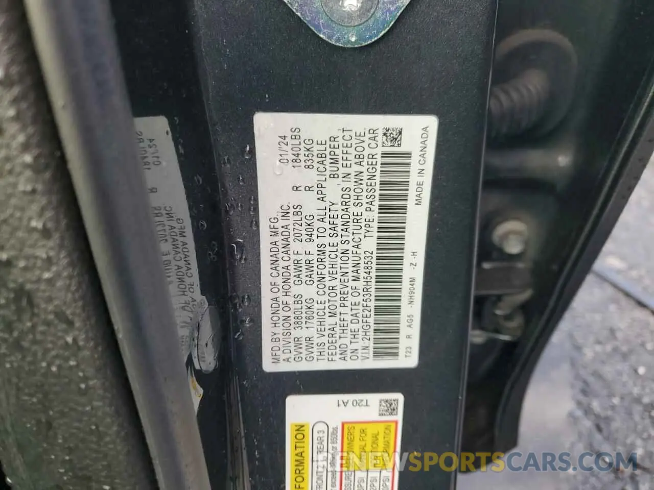 13 Photograph of a damaged car 2HGFE2F53RH548532 HONDA CIVIC 2024
