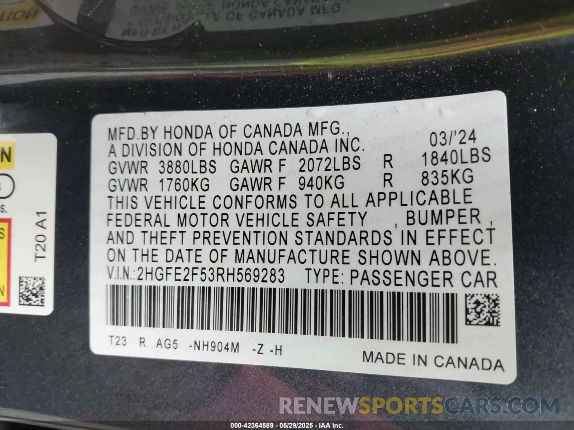 9 Photograph of a damaged car 2HGFE2F53RH569283 HONDA CIVIC 2024