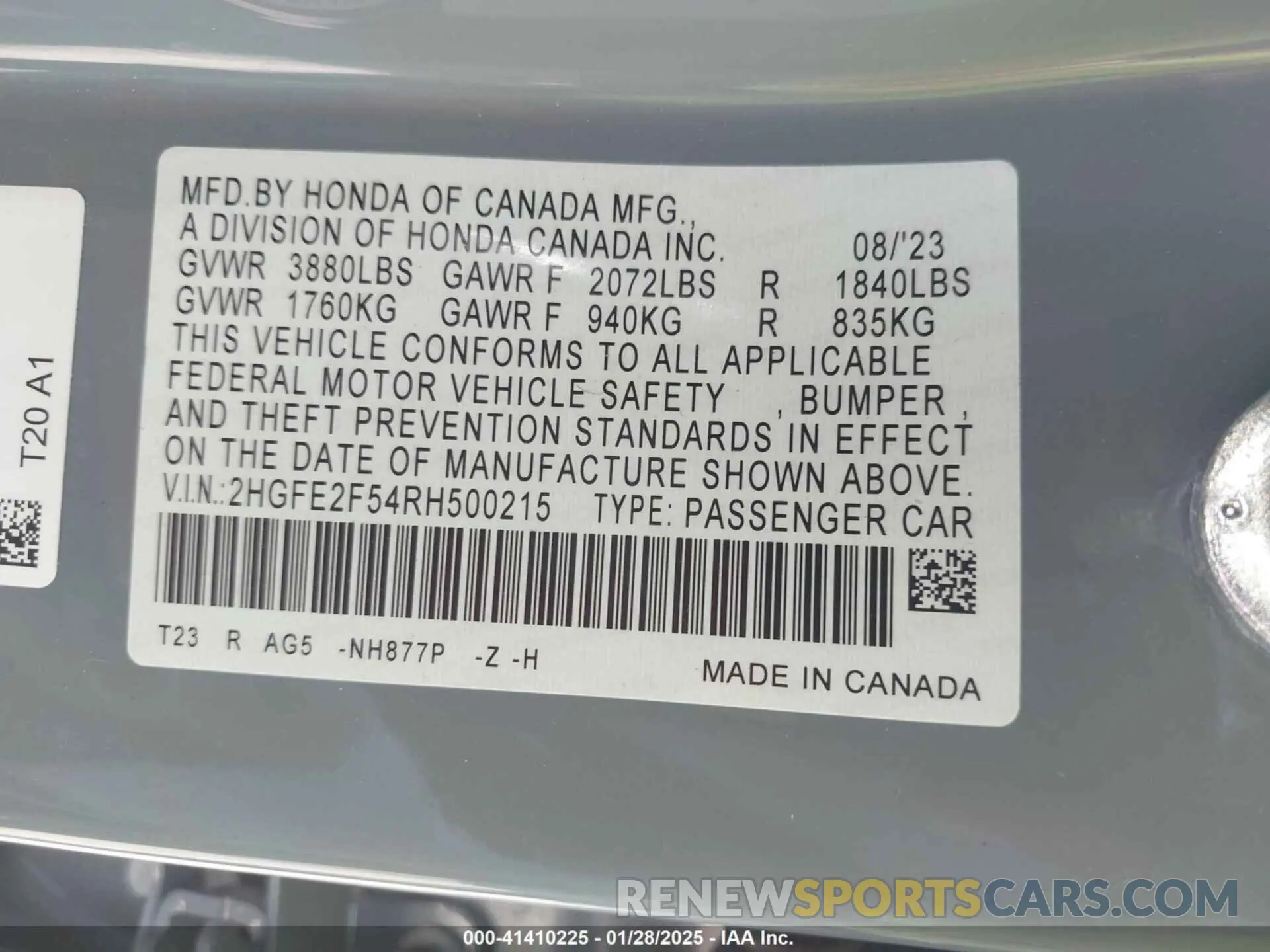 9 Photograph of a damaged car 2HGFE2F54RH500215 HONDA CIVIC 2024
