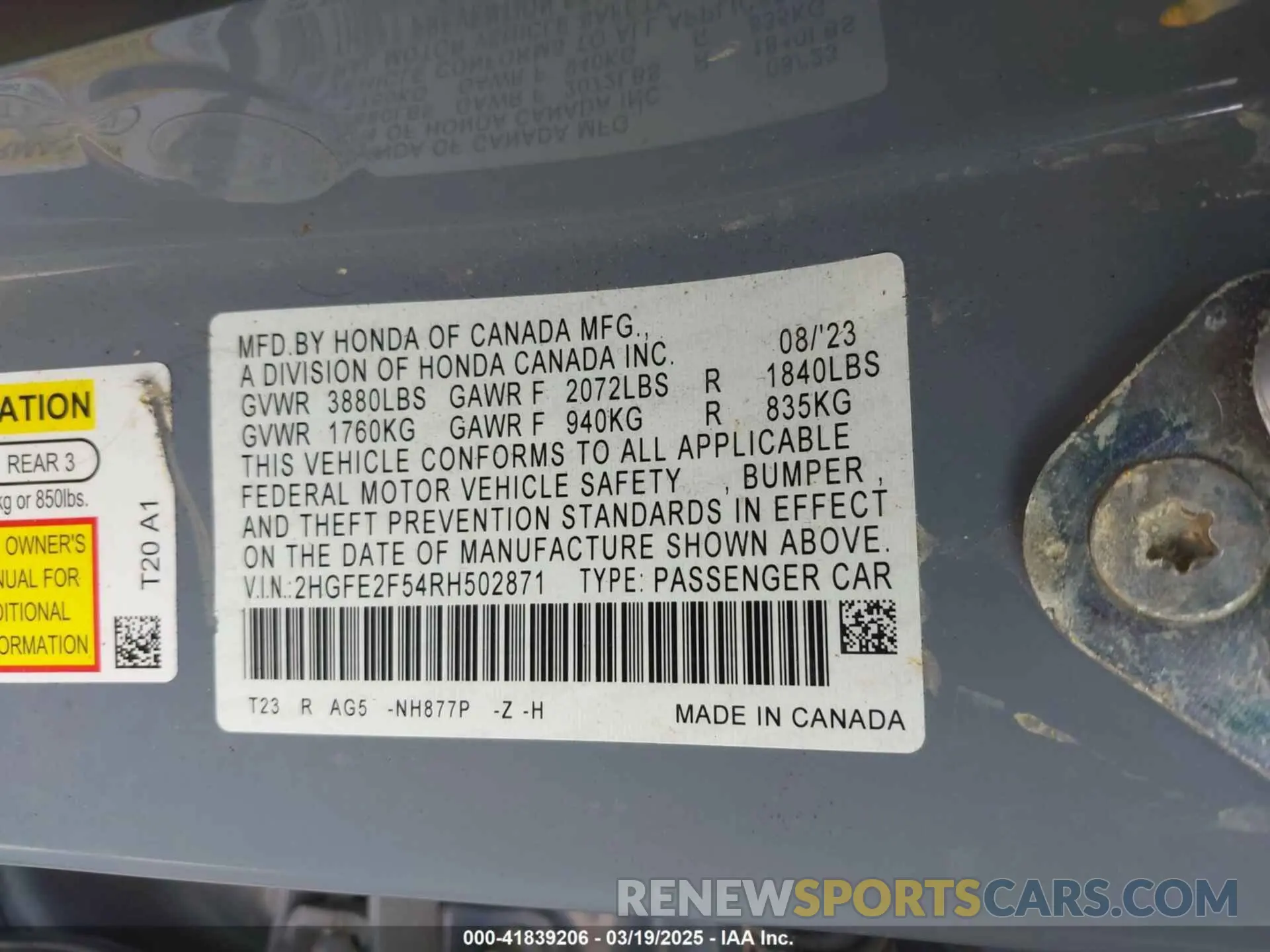 9 Photograph of a damaged car 2HGFE2F54RH502871 HONDA CIVIC 2024