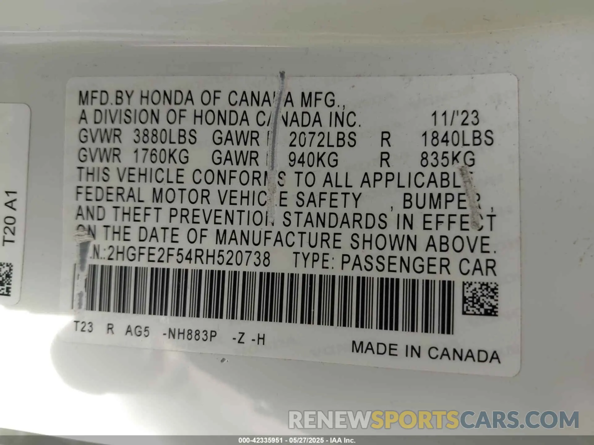 9 Photograph of a damaged car 2HGFE2F54RH520738 HONDA CIVIC 2024