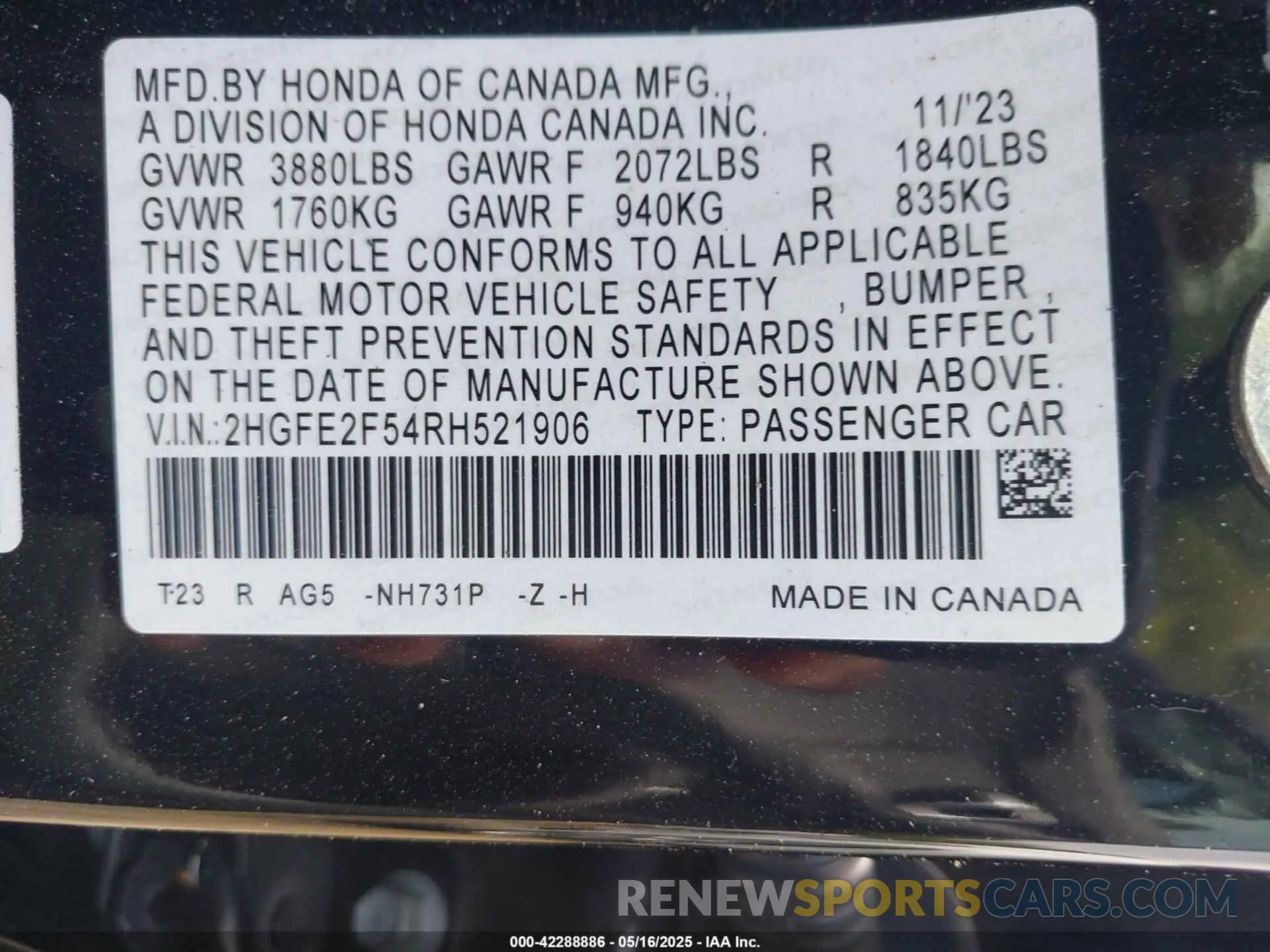 9 Photograph of a damaged car 2HGFE2F54RH521906 HONDA CIVIC 2024