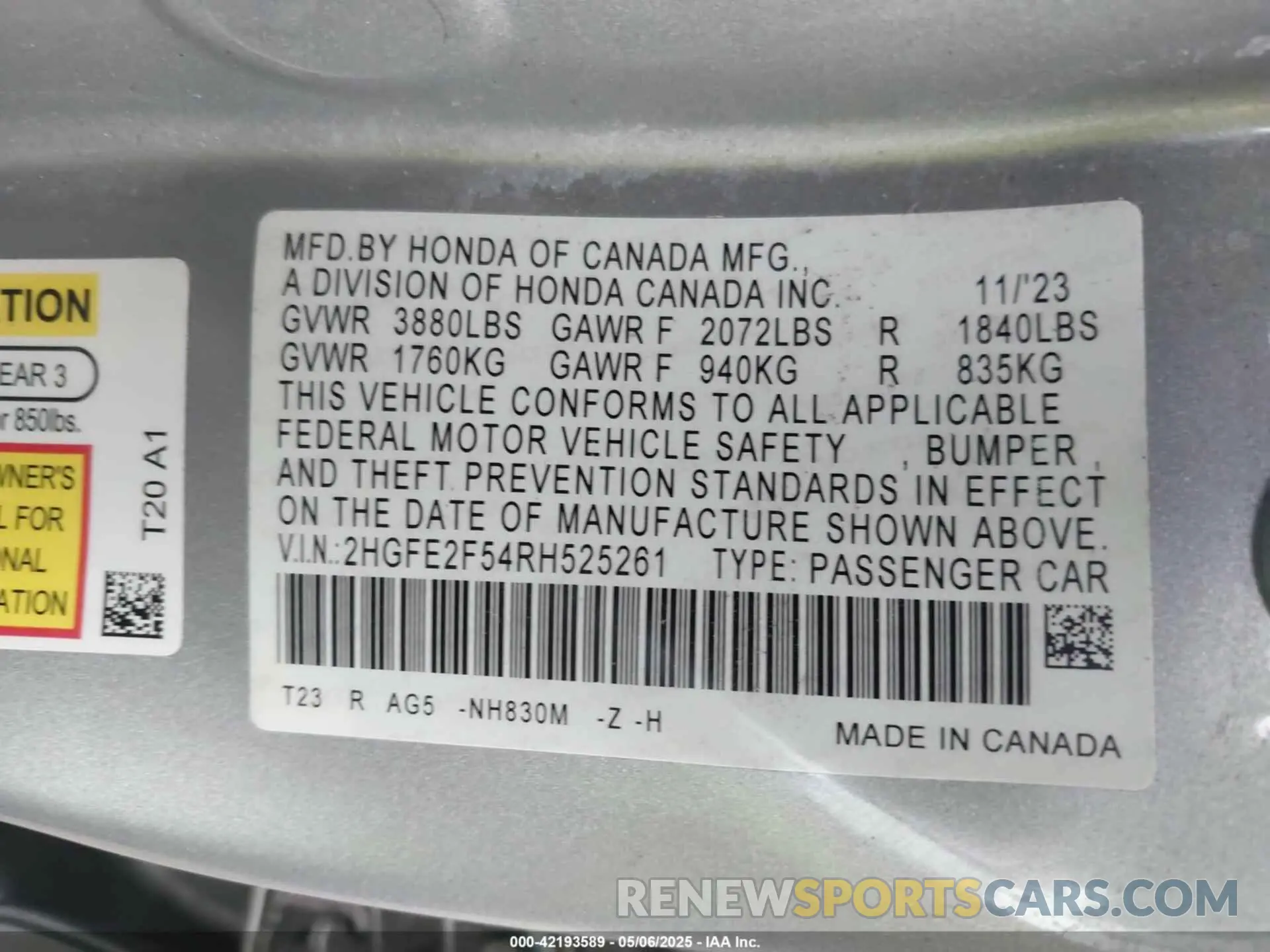 9 Photograph of a damaged car 2HGFE2F54RH525261 HONDA CIVIC 2024