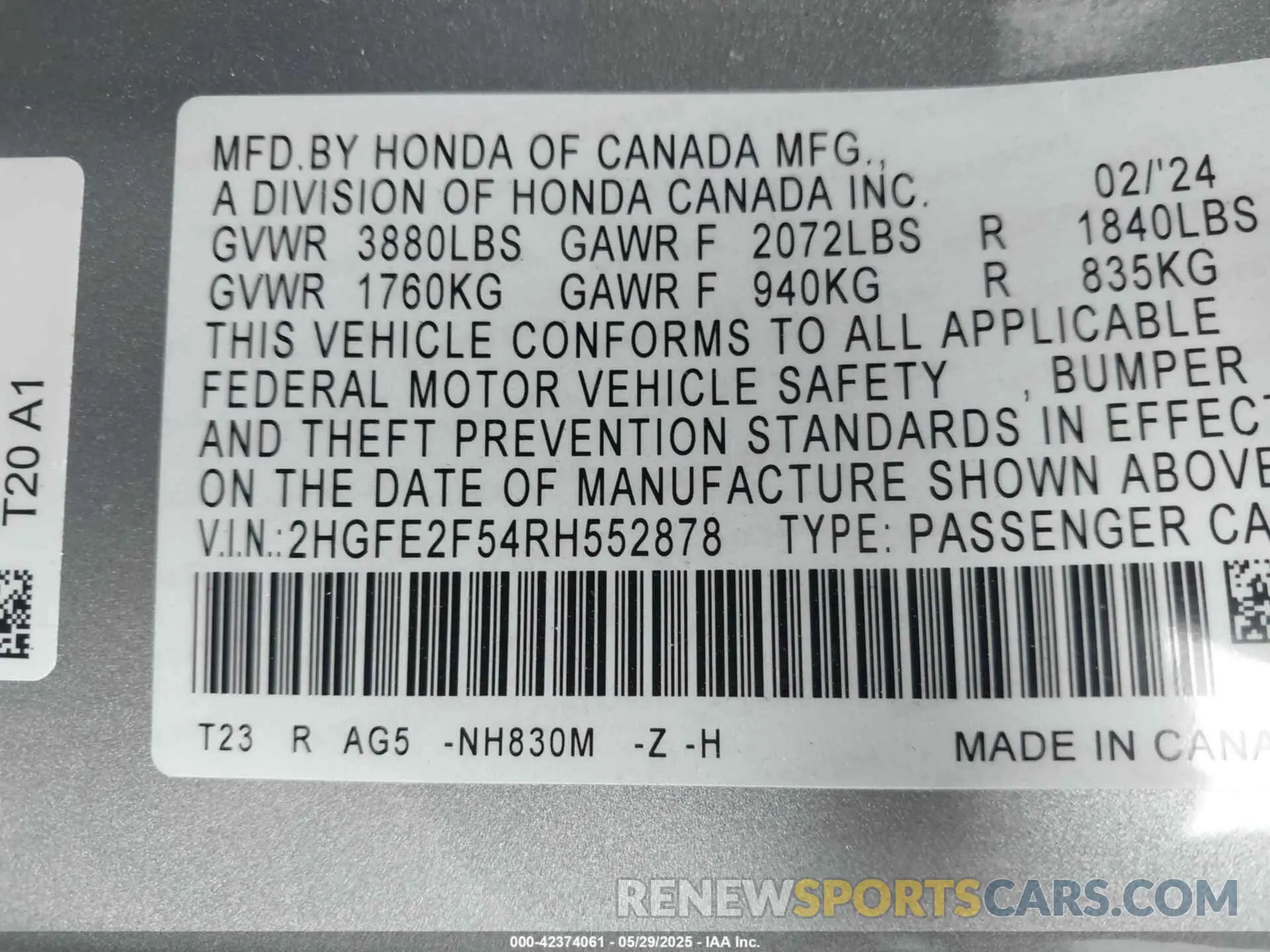 9 Photograph of a damaged car 2HGFE2F54RH552878 HONDA CIVIC 2024