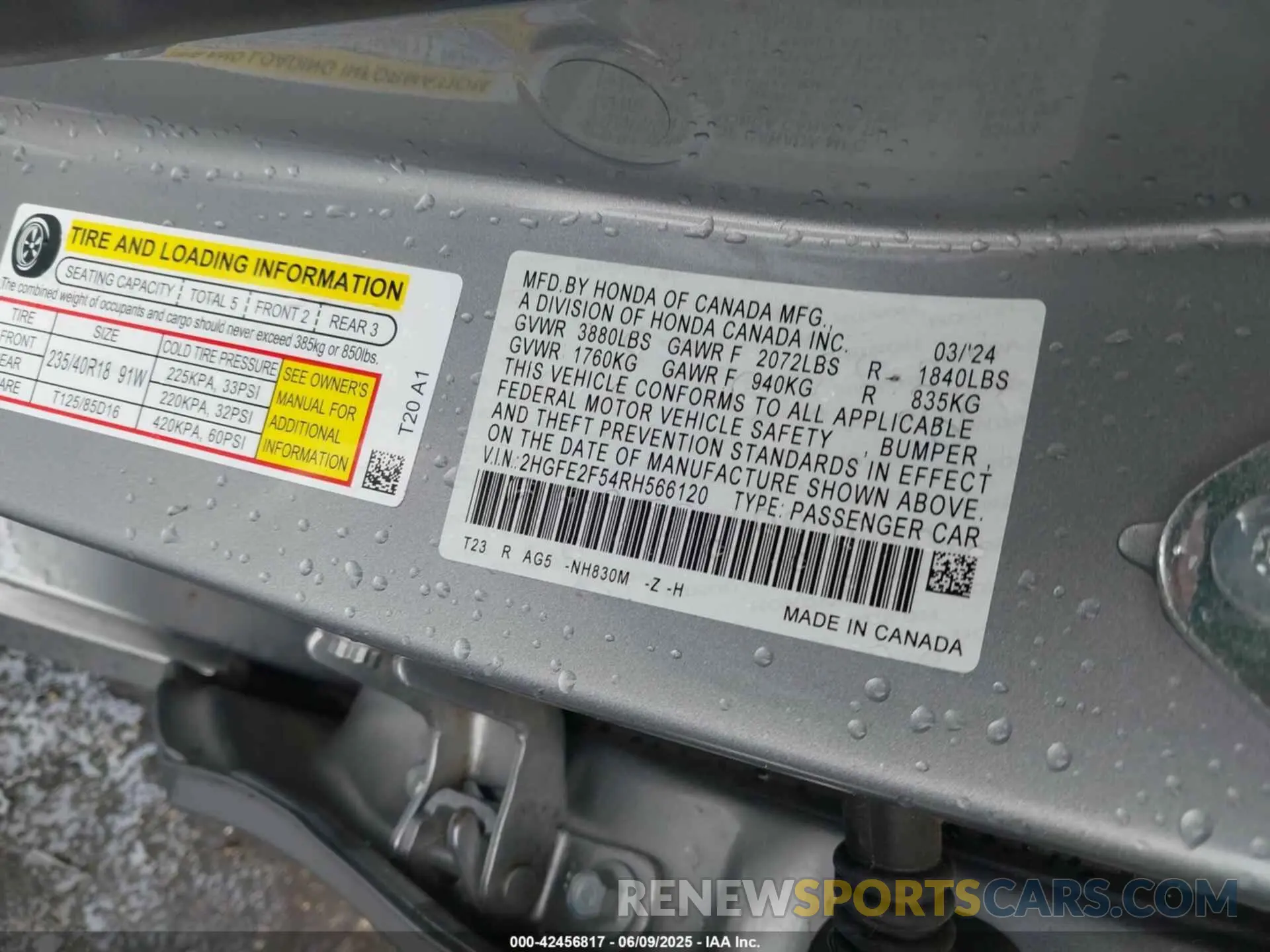 9 Photograph of a damaged car 2HGFE2F54RH566120 HONDA CIVIC 2024