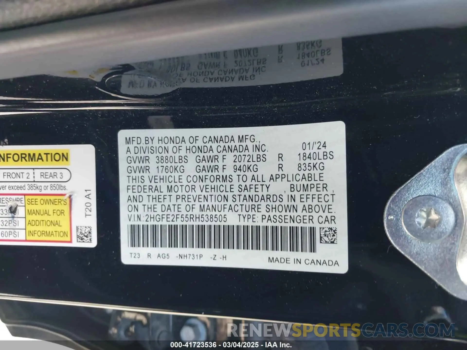 9 Photograph of a damaged car 2HGFE2F55RH538505 HONDA CIVIC 2024