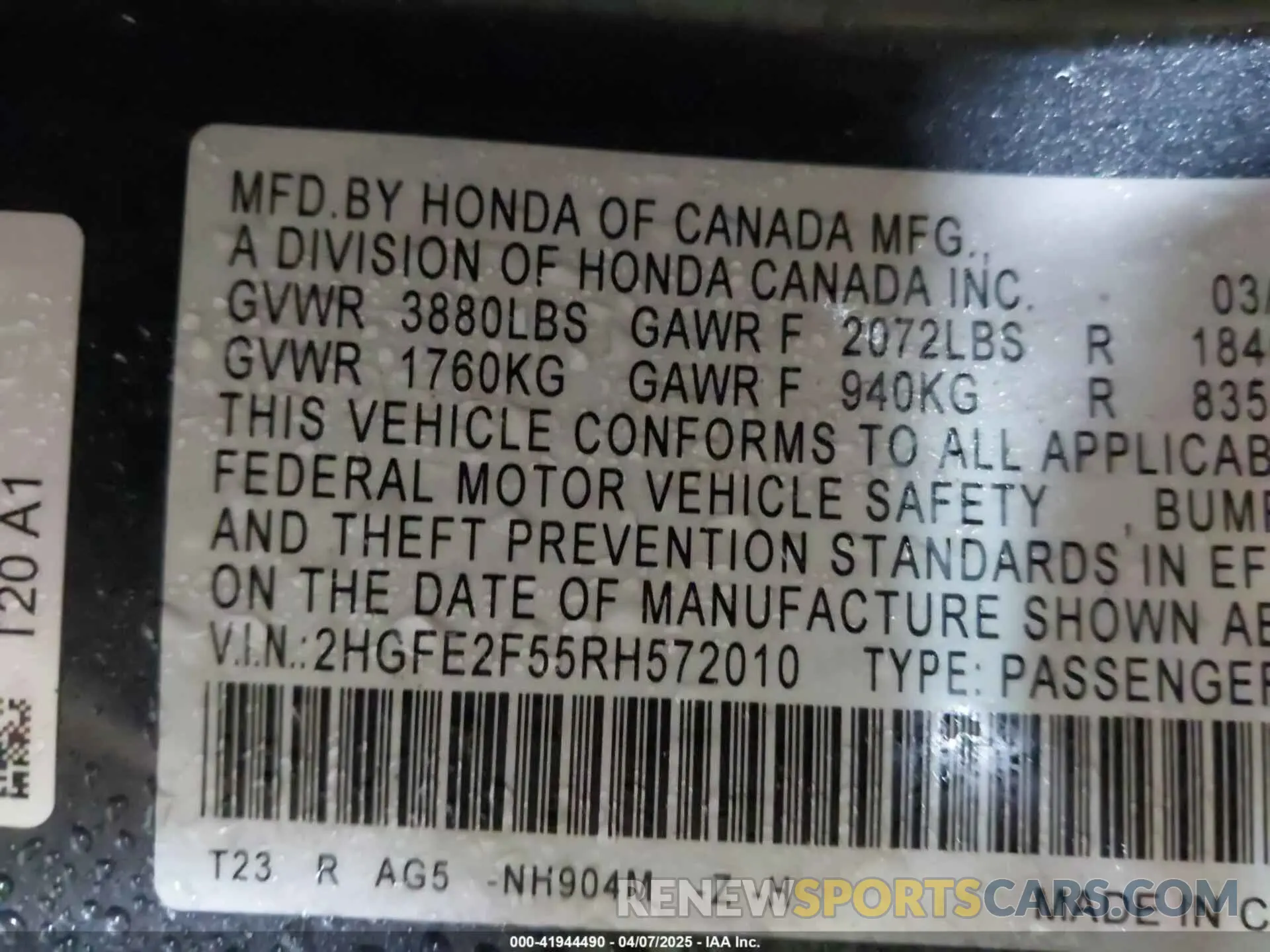 9 Photograph of a damaged car 2HGFE2F55RH572010 HONDA CIVIC 2024
