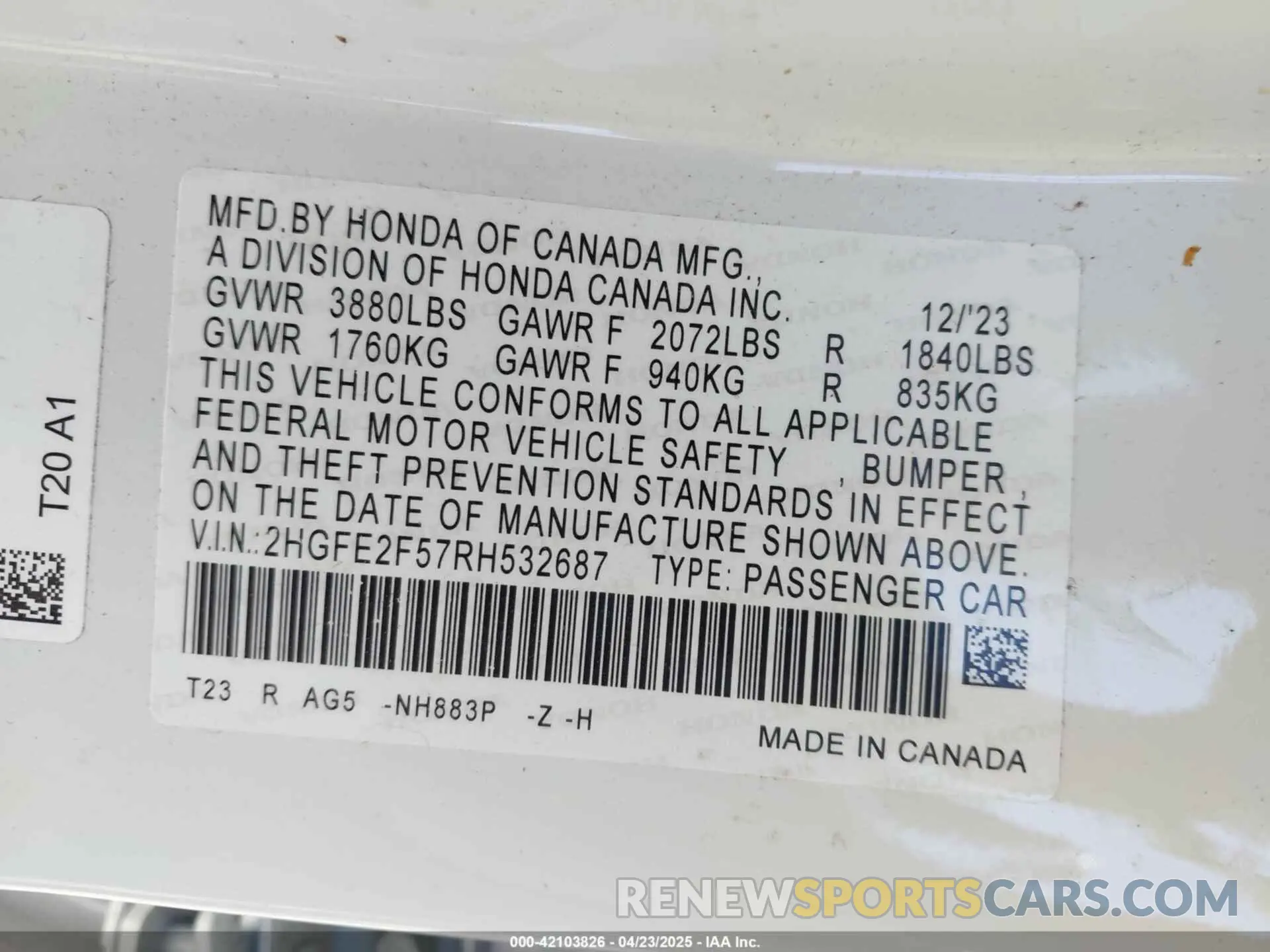 9 Photograph of a damaged car 2HGFE2F57RH532687 HONDA CIVIC 2024
