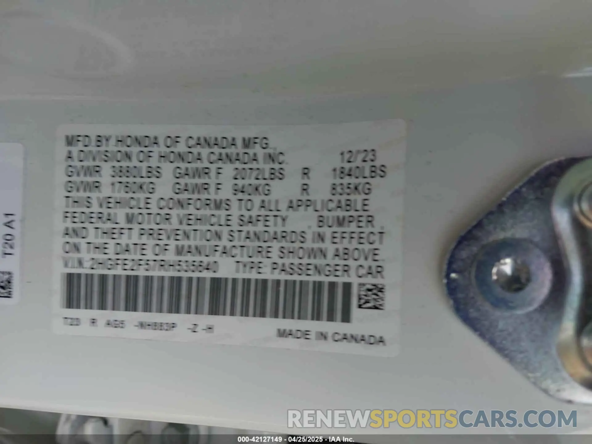9 Photograph of a damaged car 2HGFE2F57RH535640 HONDA CIVIC 2024