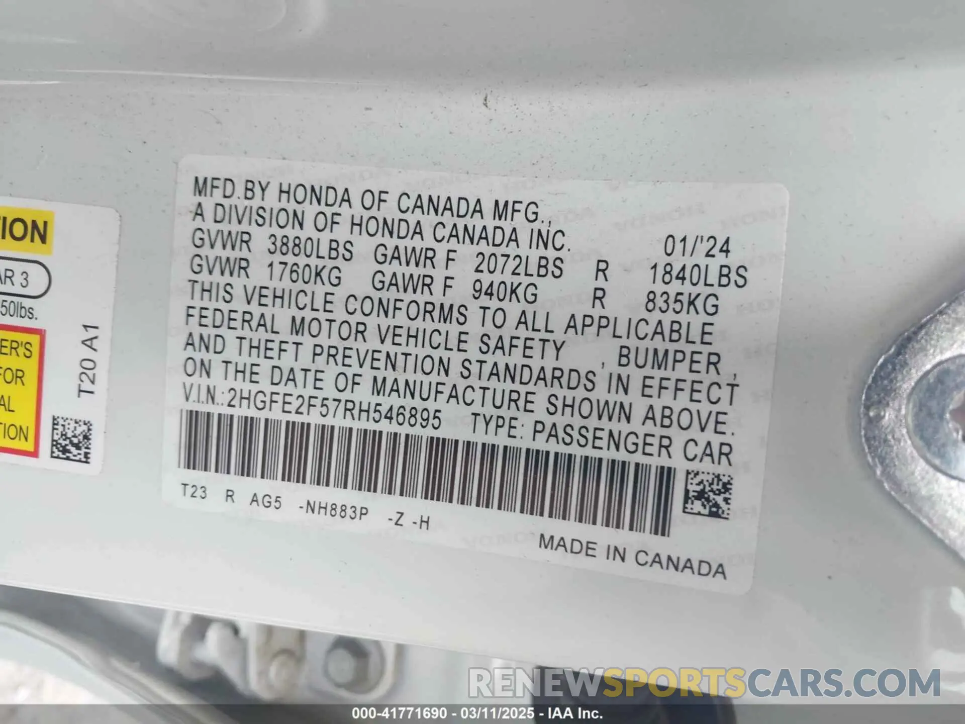 9 Photograph of a damaged car 2HGFE2F57RH546895 HONDA CIVIC 2024