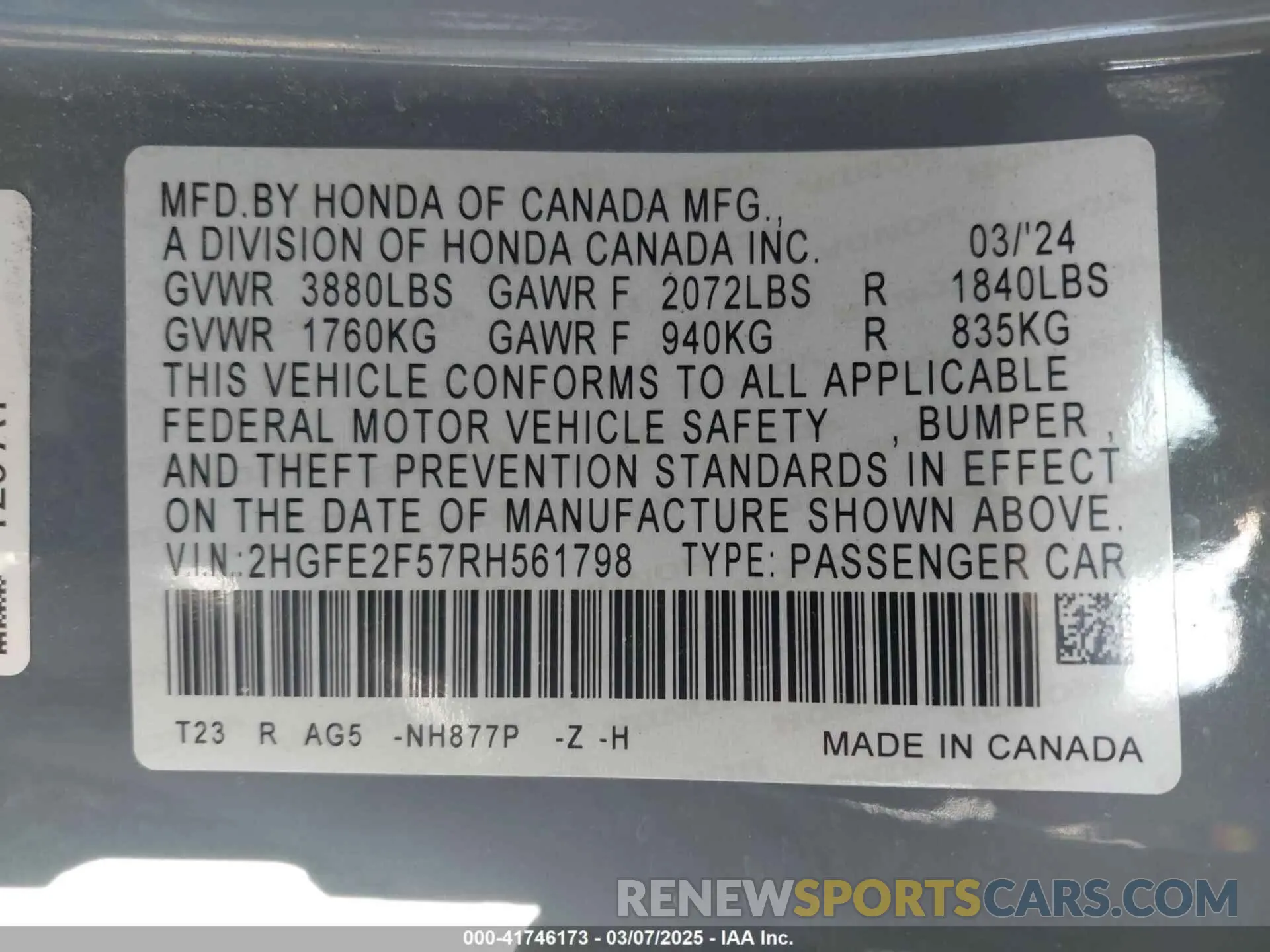 9 Photograph of a damaged car 2HGFE2F57RH561798 HONDA CIVIC 2024