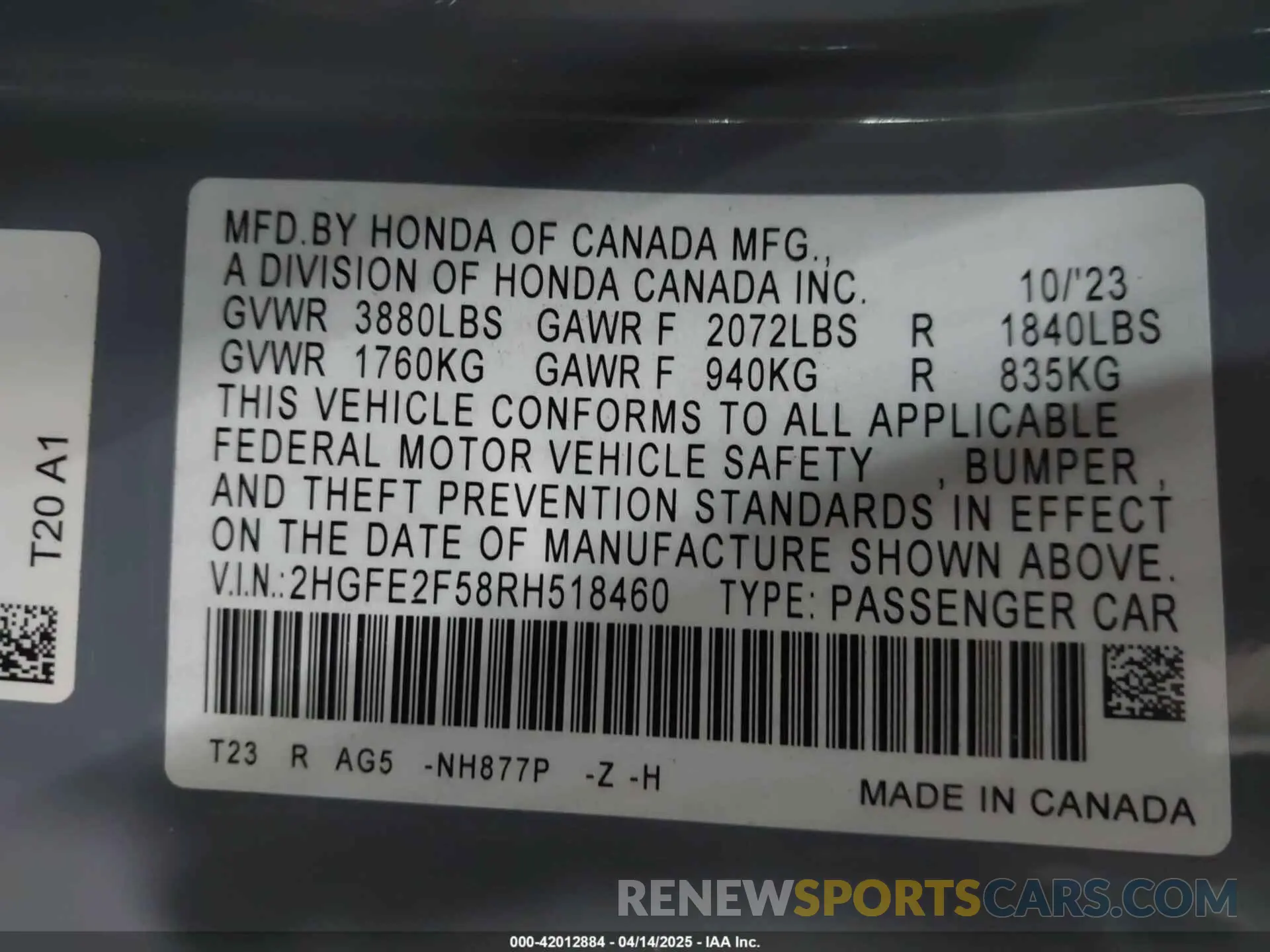 9 Photograph of a damaged car 2HGFE2F58RH518460 HONDA CIVIC 2024