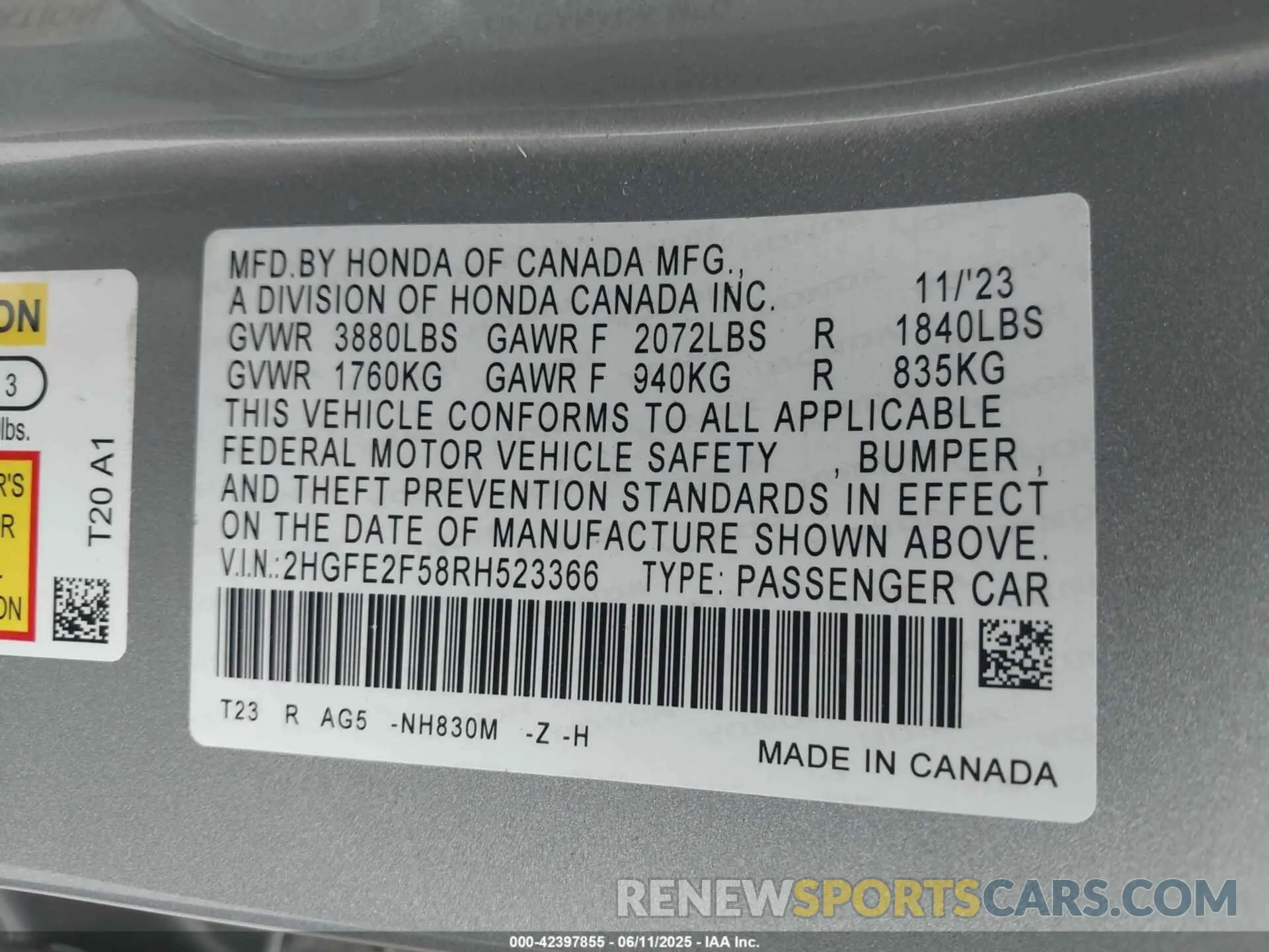 9 Photograph of a damaged car 2HGFE2F58RH523366 HONDA CIVIC 2024