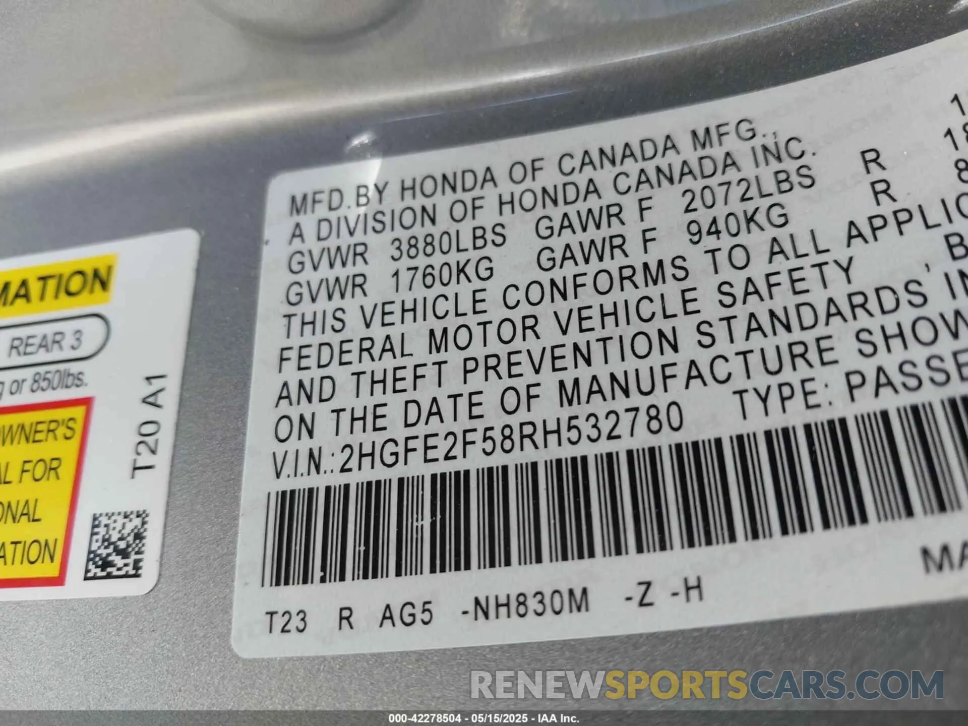 9 Photograph of a damaged car 2HGFE2F58RH532780 HONDA CIVIC 2024