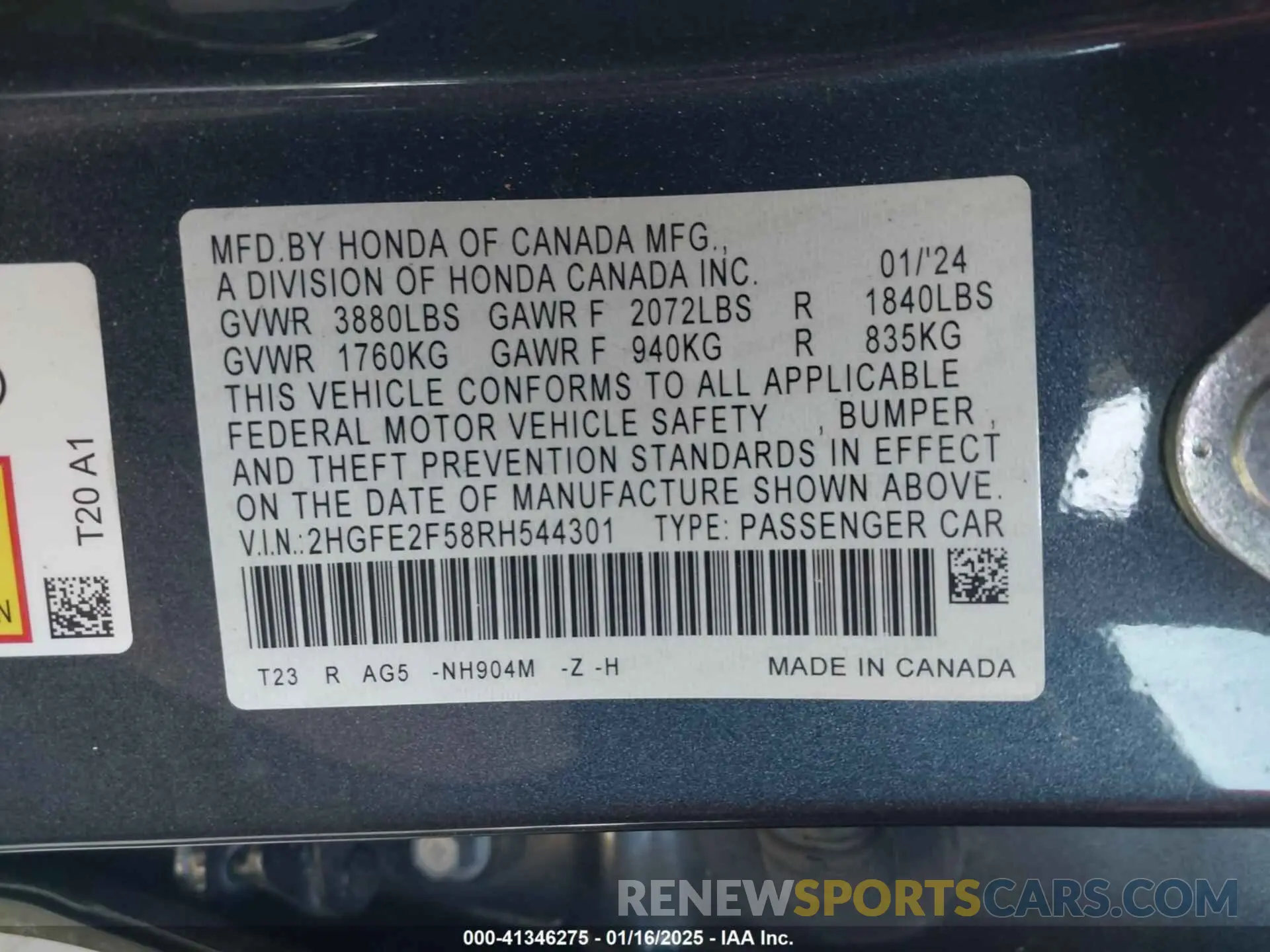 9 Photograph of a damaged car 2HGFE2F58RH544301 HONDA CIVIC 2024