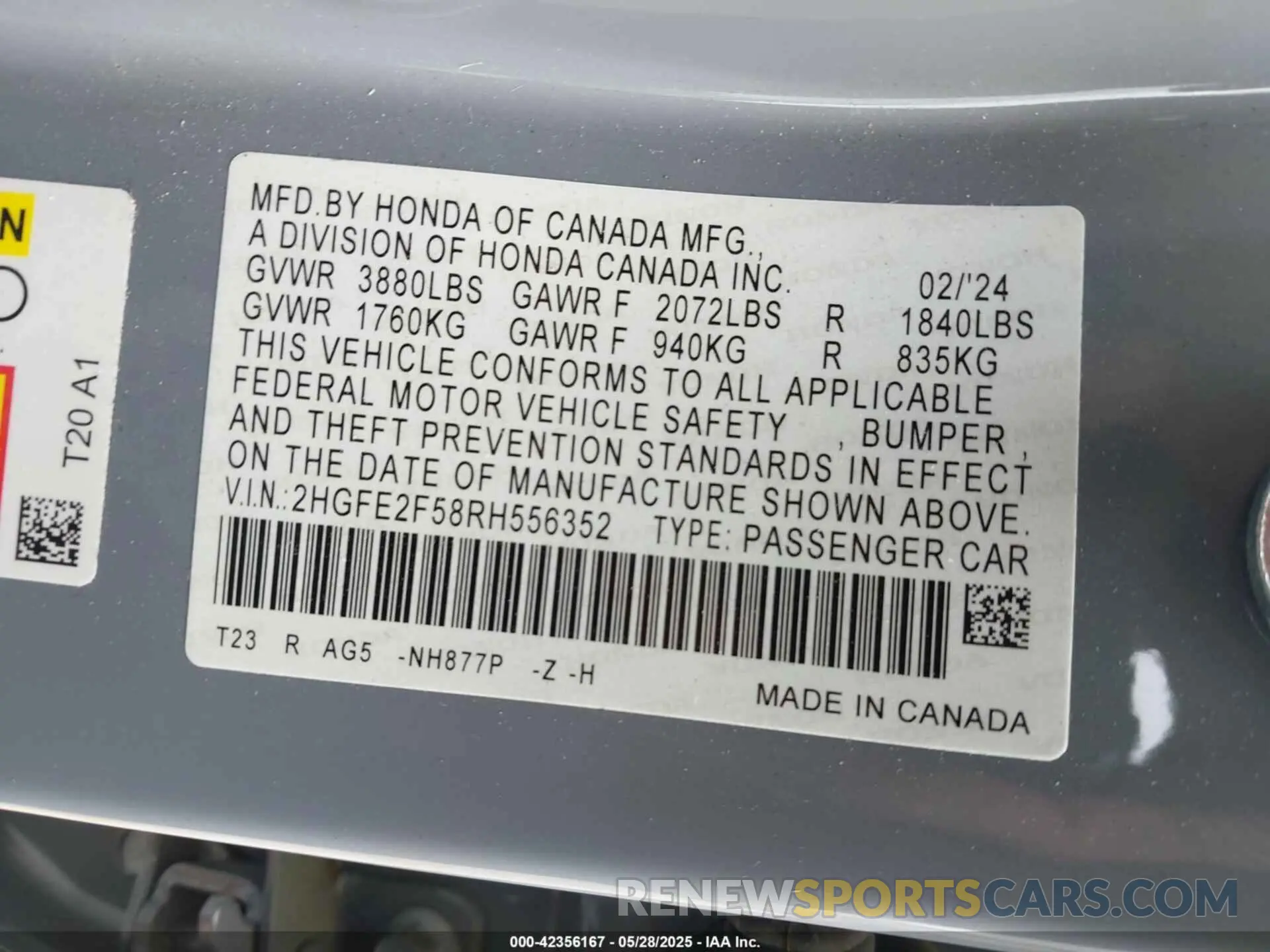 9 Photograph of a damaged car 2HGFE2F58RH556352 HONDA CIVIC 2024