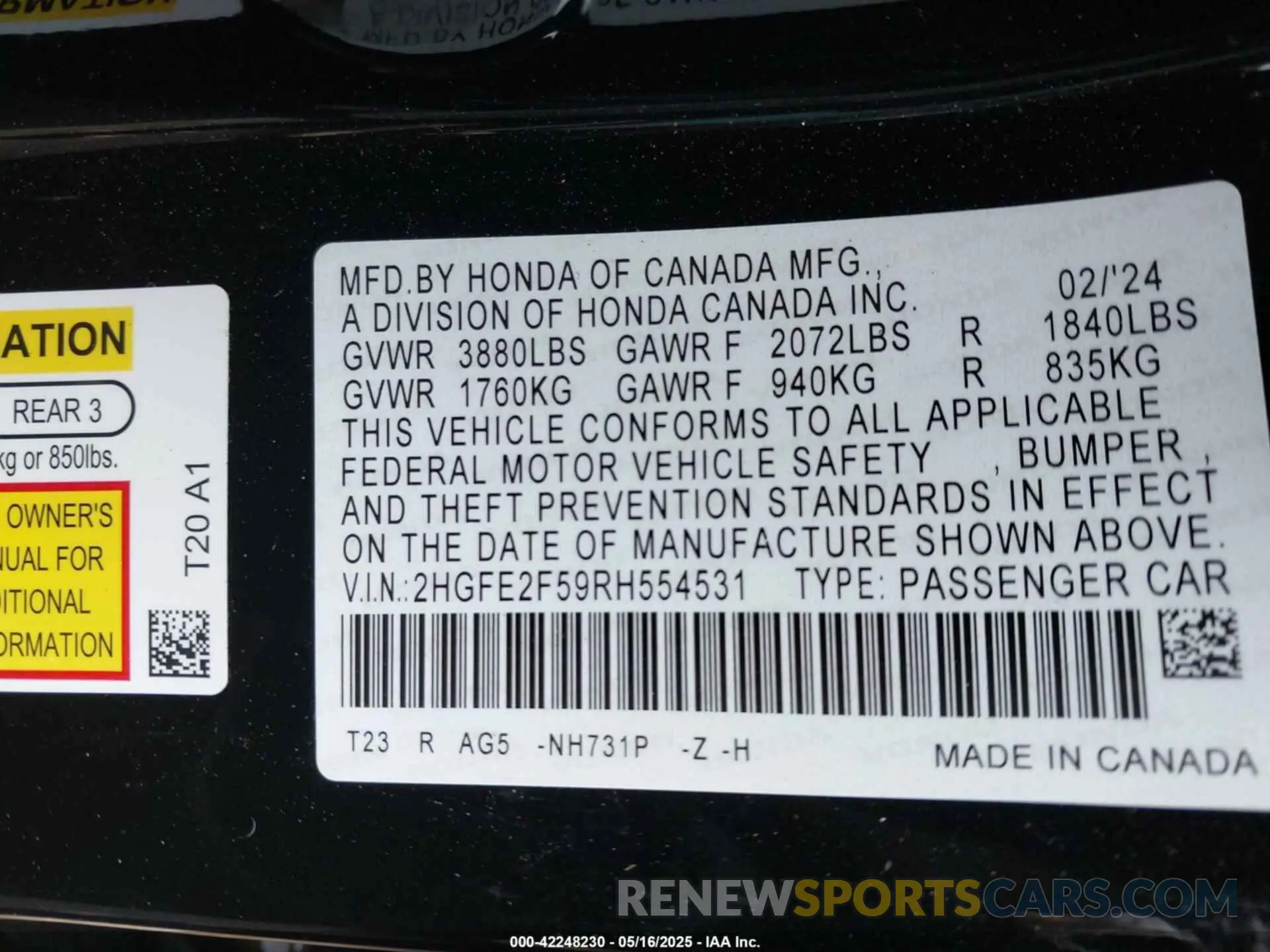 9 Photograph of a damaged car 2HGFE2F59RH554531 HONDA CIVIC 2024