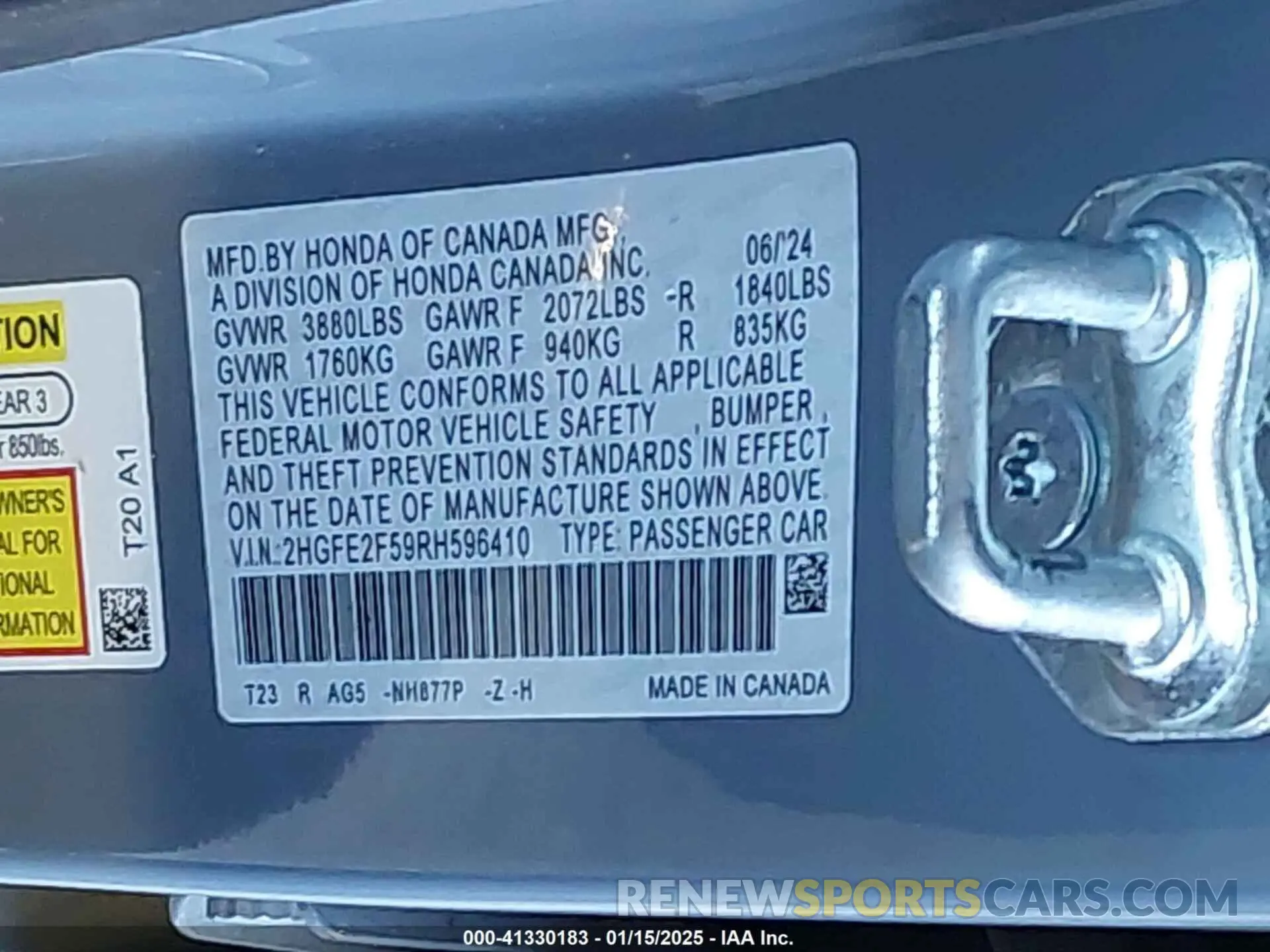 9 Photograph of a damaged car 2HGFE2F59RH596410 HONDA CIVIC 2024
