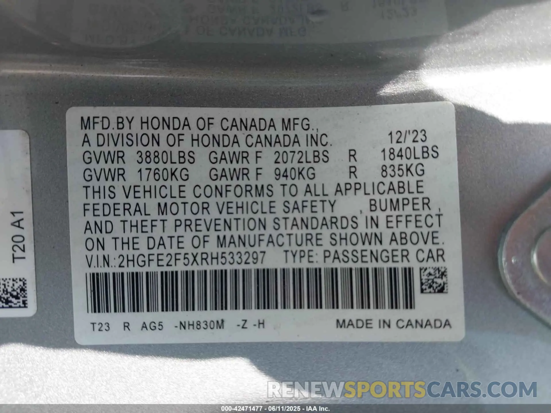 9 Photograph of a damaged car 2HGFE2F5XRH533297 HONDA CIVIC 2024