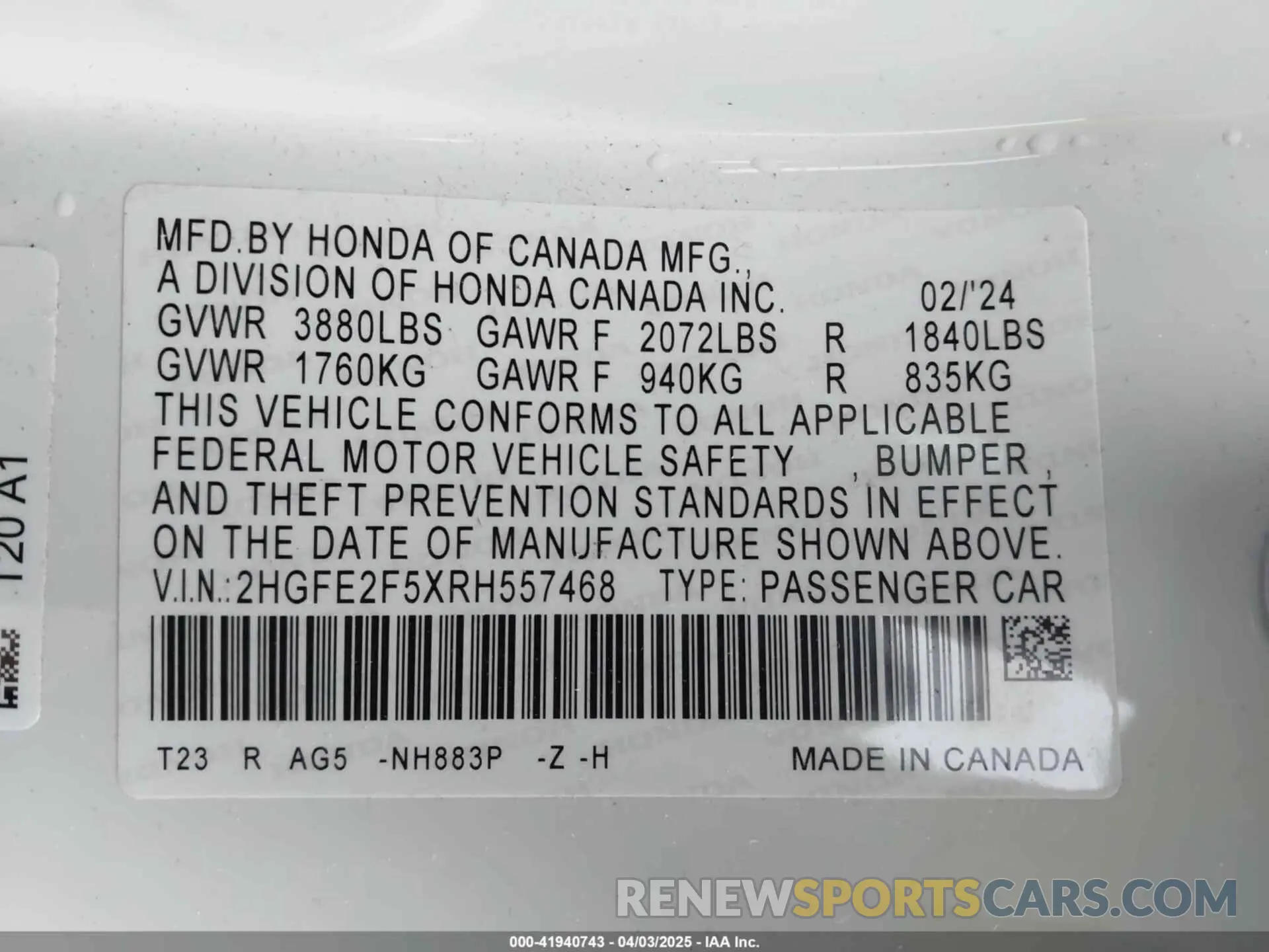 9 Photograph of a damaged car 2HGFE2F5XRH557468 HONDA CIVIC 2024