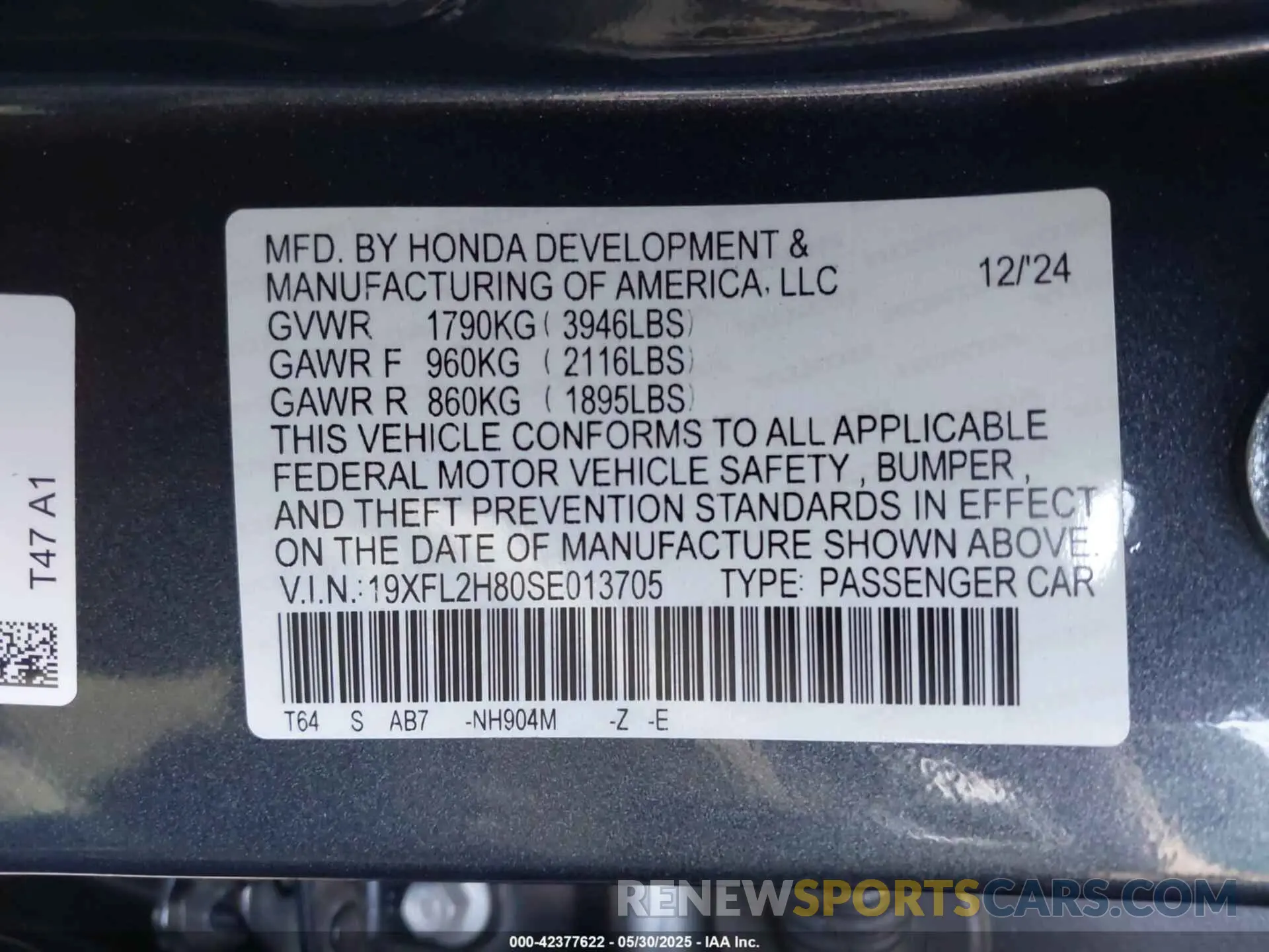 9 Photograph of a damaged car 19XFL2H80SE013705 HONDA CIVIC 2025