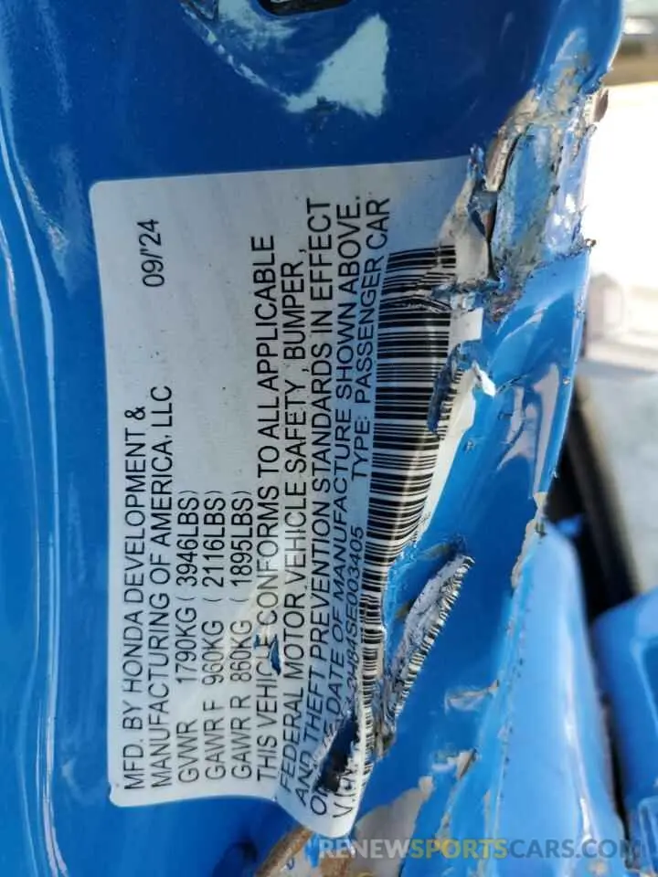 13 Photograph of a damaged car 19XFL2H84SE003405 HONDA CIVIC 2025