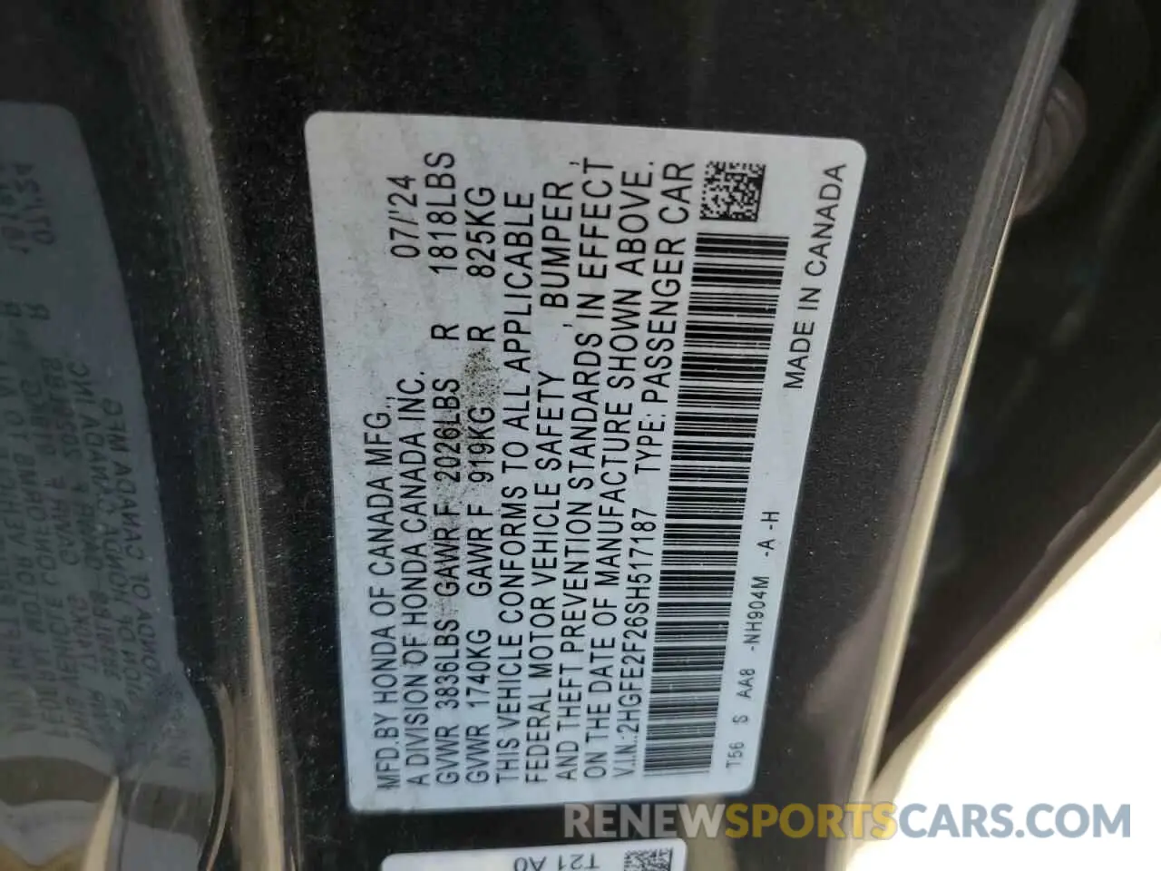 12 Photograph of a damaged car 2HGFE2F26SH517187 HONDA CIVIC 2025