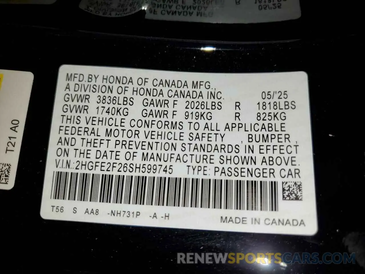 12 Photograph of a damaged car 2HGFE2F26SH599745 HONDA CIVIC 2025