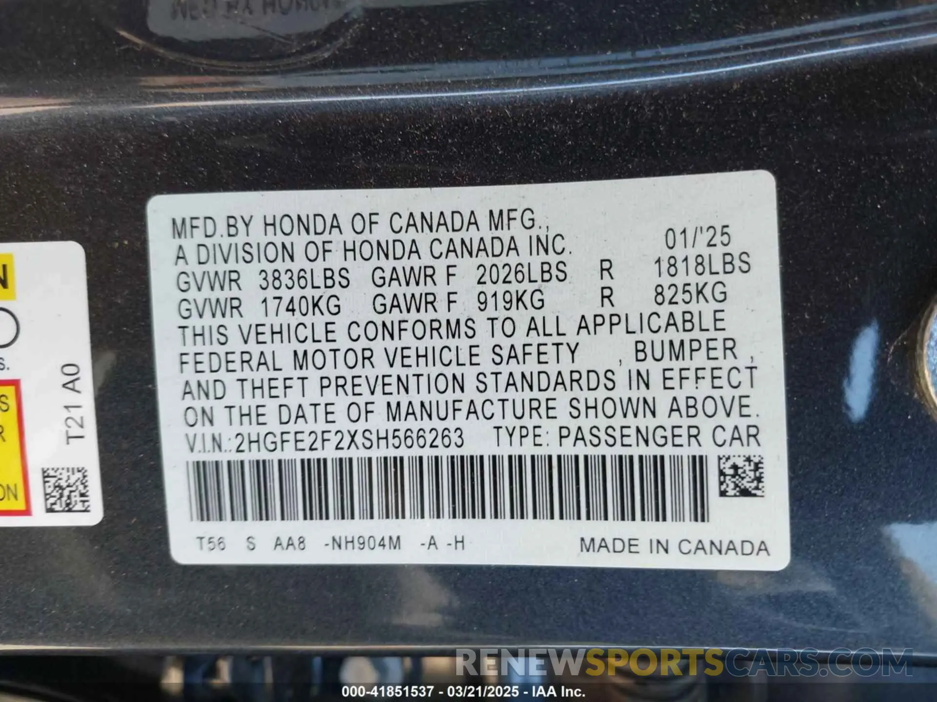 9 Photograph of a damaged car 2HGFE2F2XSH566263 HONDA CIVIC 2025