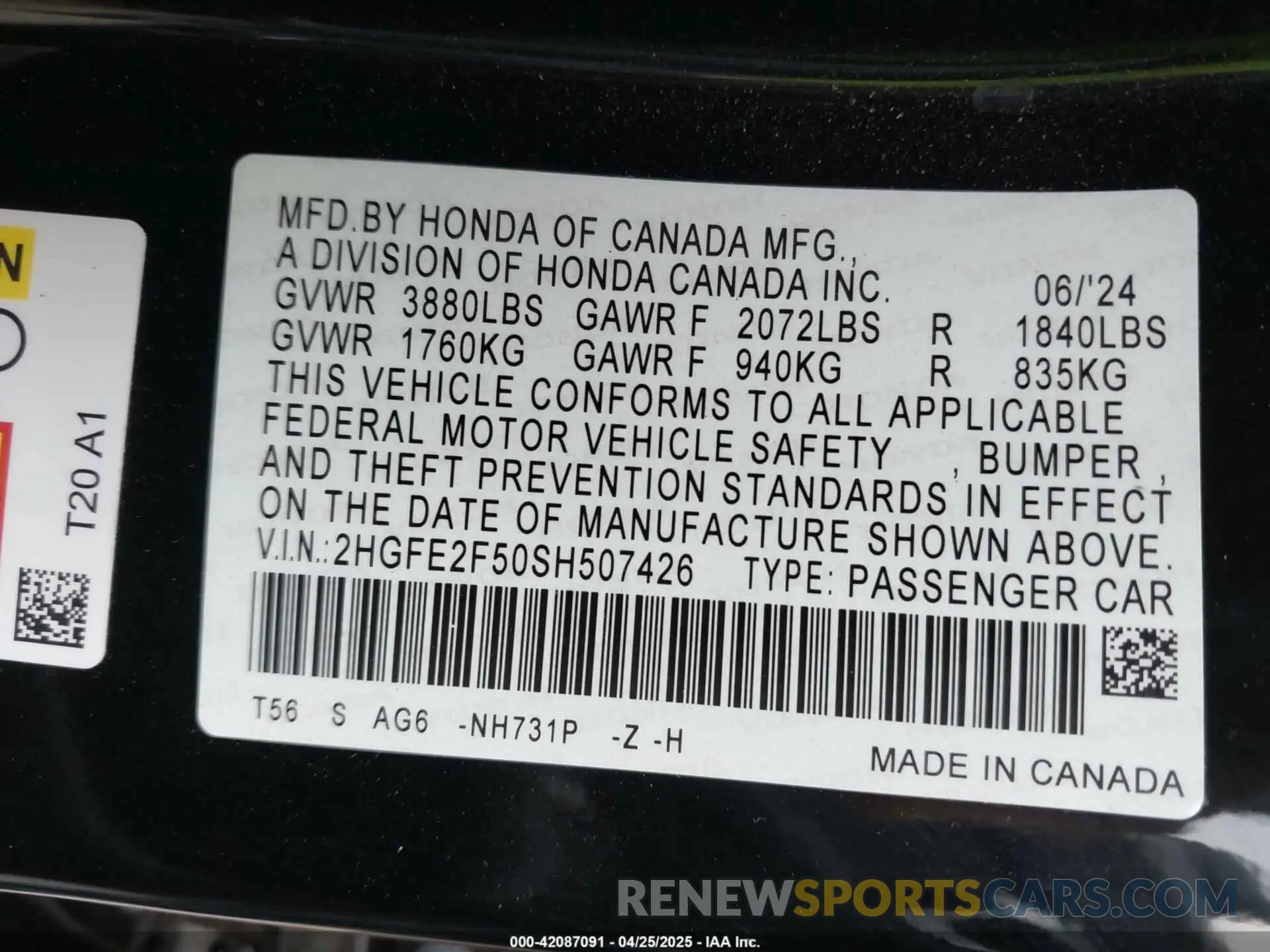 9 Photograph of a damaged car 2HGFE2F50SH507426 HONDA CIVIC 2025