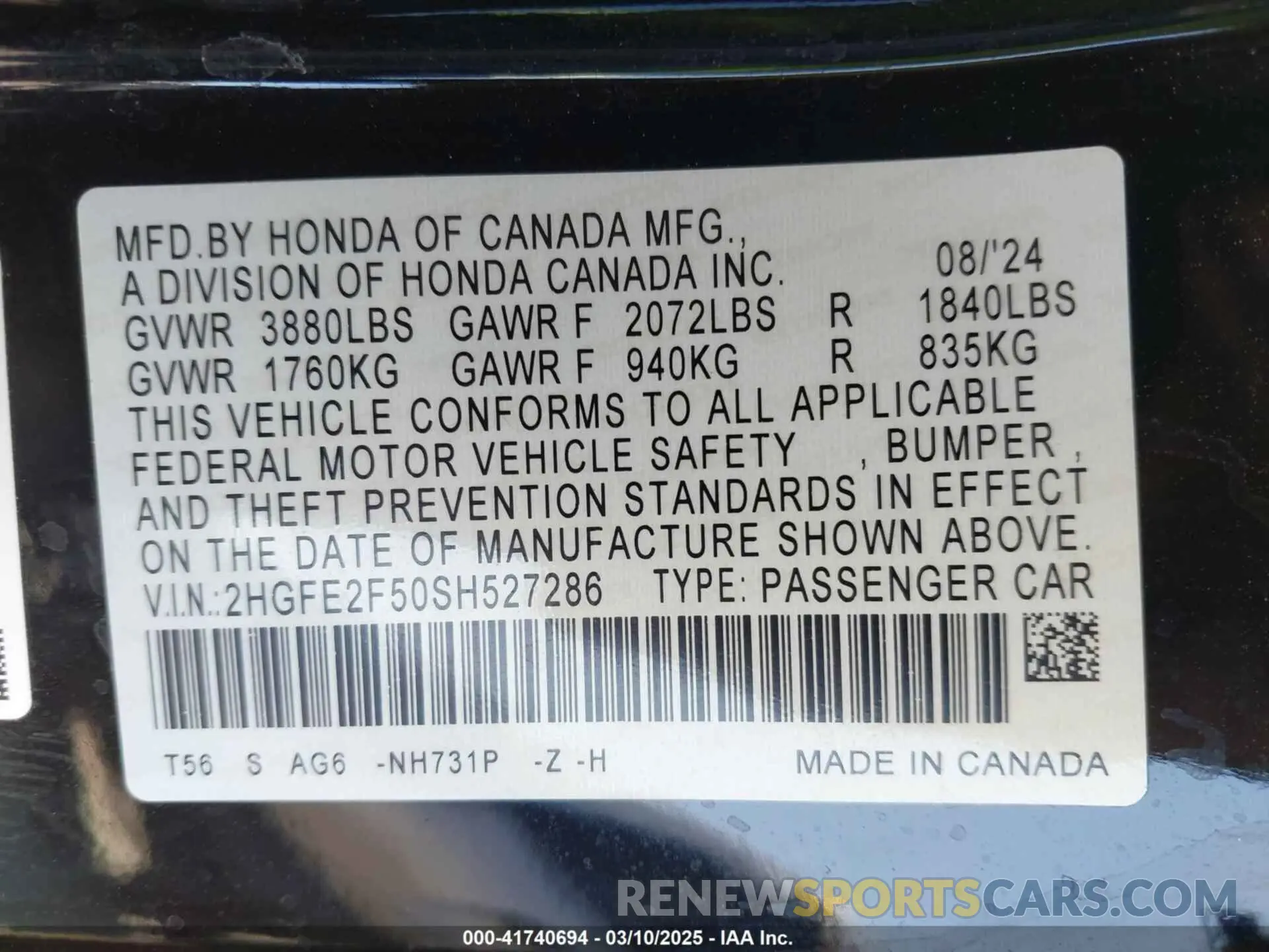 9 Photograph of a damaged car 2HGFE2F50SH527286 HONDA CIVIC 2025