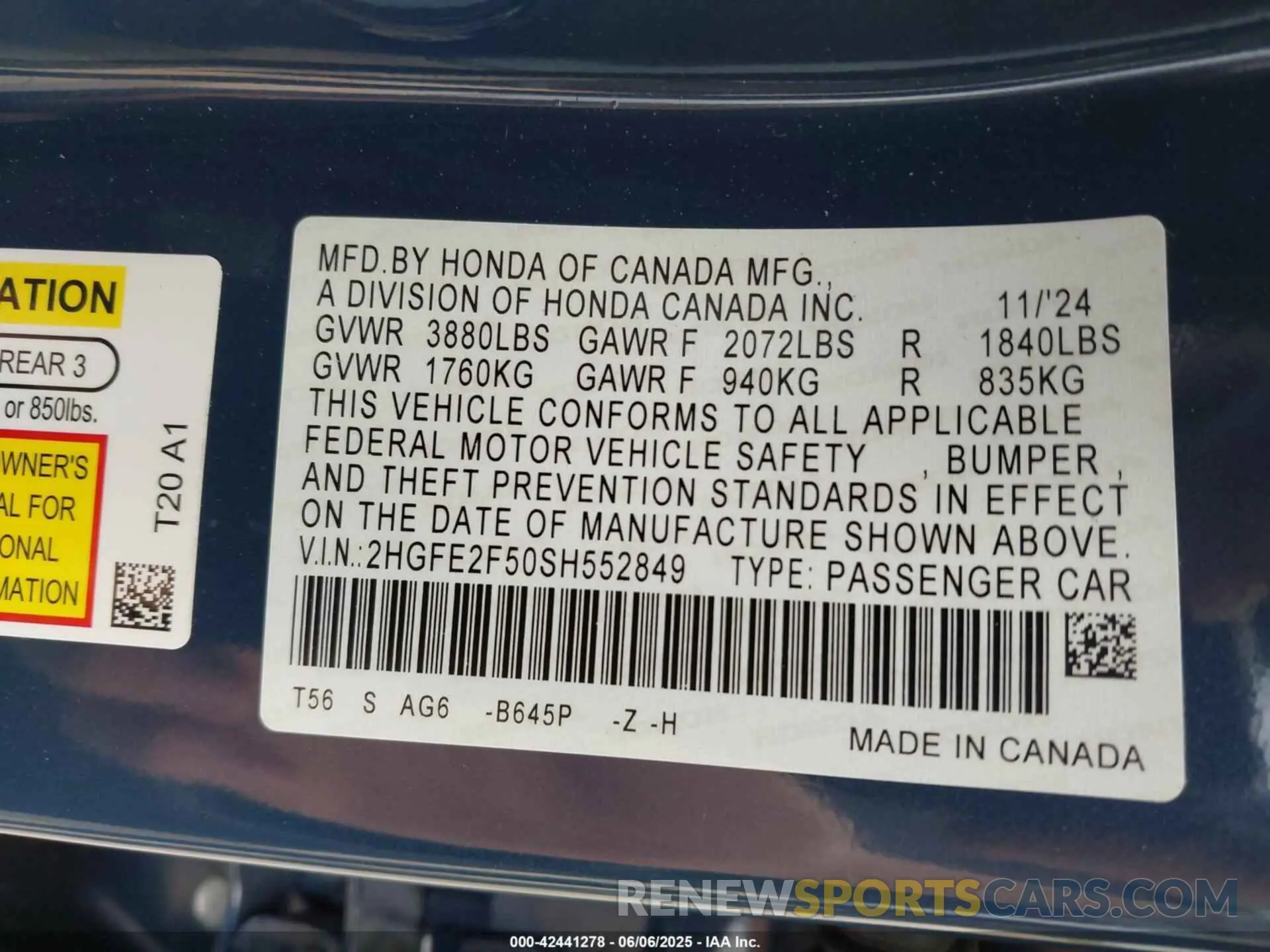 9 Photograph of a damaged car 2HGFE2F50SH552849 HONDA CIVIC 2025