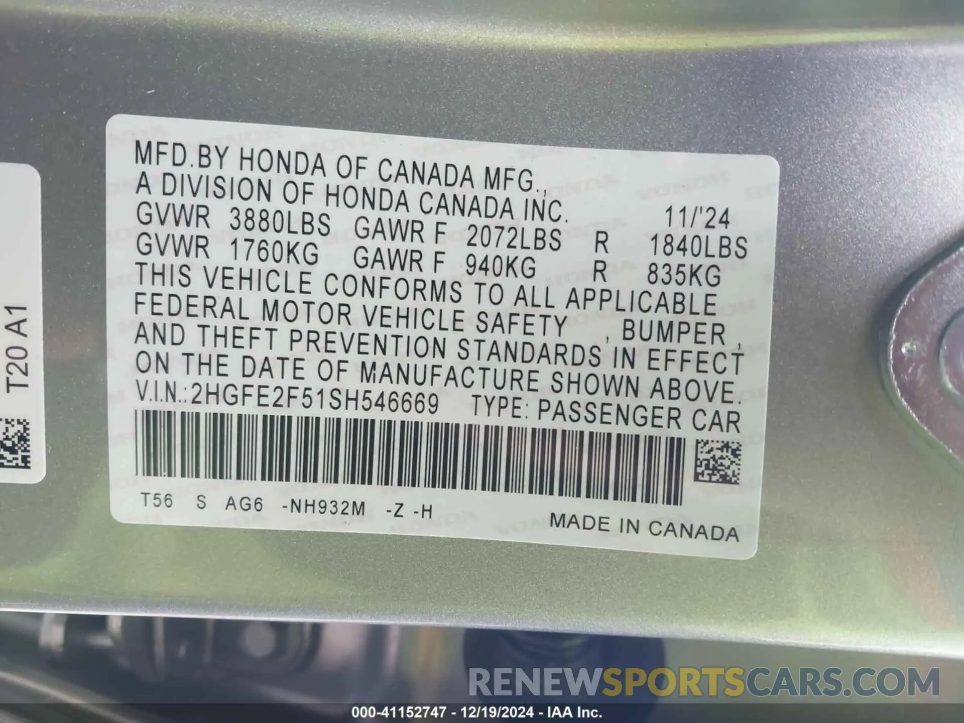 9 Photograph of a damaged car 2HGFE2F51SH546669 HONDA CIVIC 2025