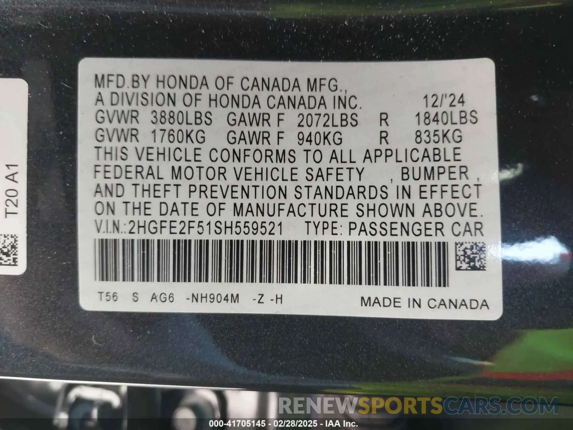 9 Photograph of a damaged car 2HGFE2F51SH559521 HONDA CIVIC 2025