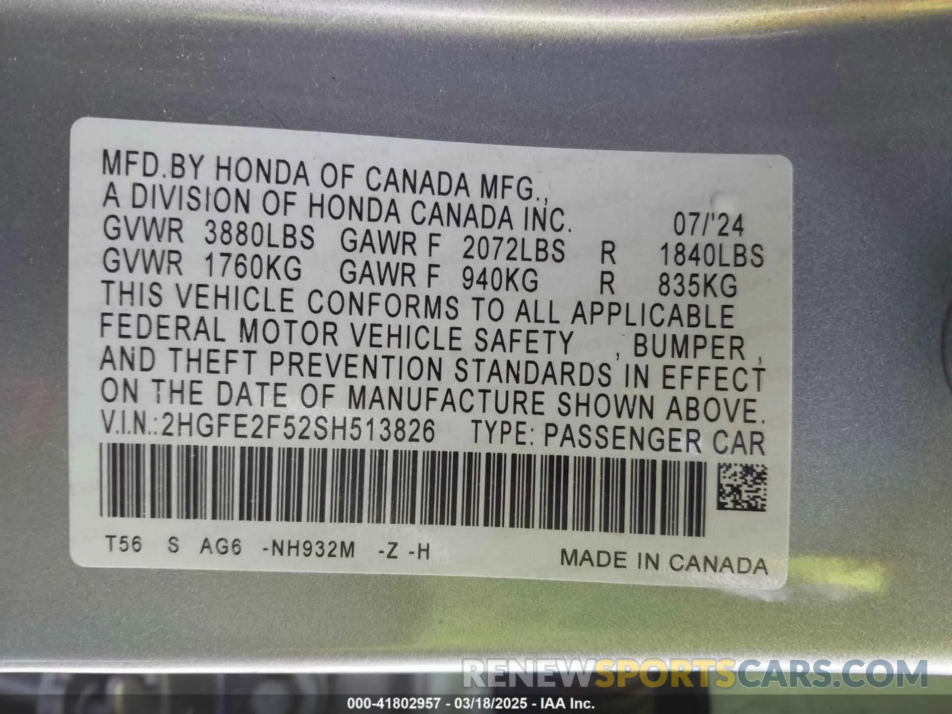 9 Photograph of a damaged car 2HGFE2F52SH513826 HONDA CIVIC 2025