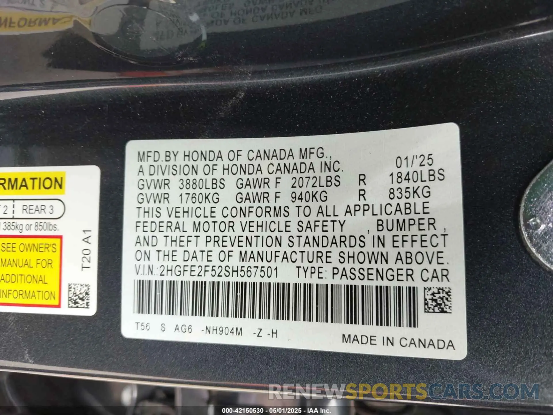 9 Photograph of a damaged car 2HGFE2F52SH567501 HONDA CIVIC 2025