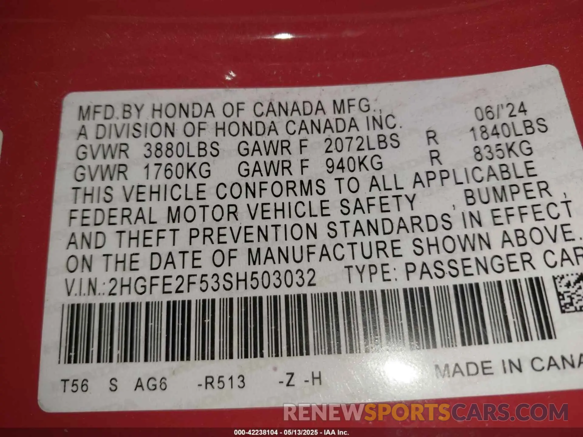 9 Photograph of a damaged car 2HGFE2F53SH503032 HONDA CIVIC 2025