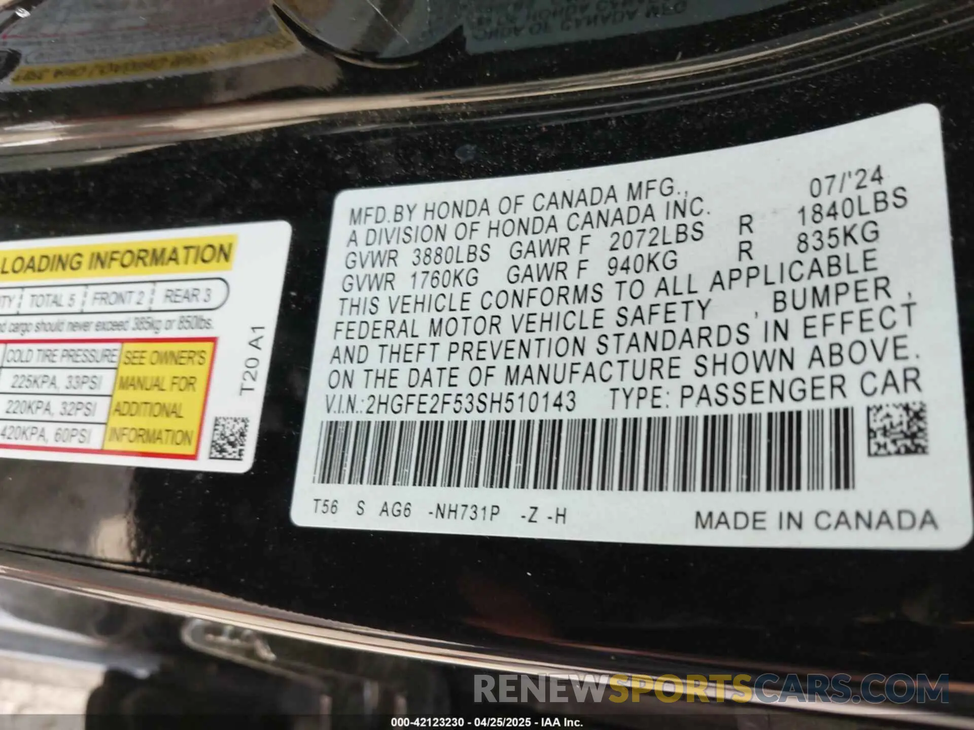9 Photograph of a damaged car 2HGFE2F53SH510143 HONDA CIVIC 2025