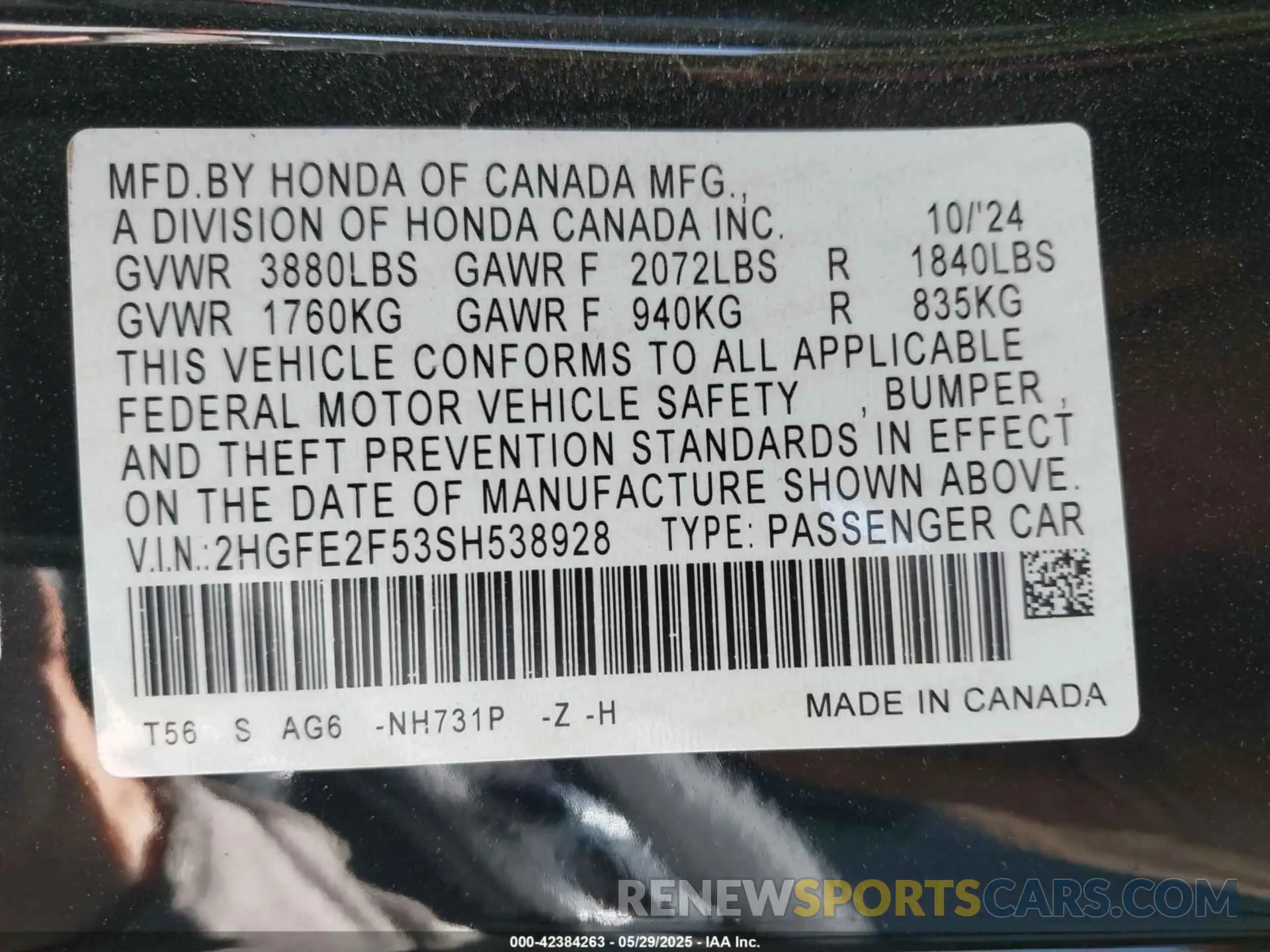 9 Photograph of a damaged car 2HGFE2F53SH538928 HONDA CIVIC 2025