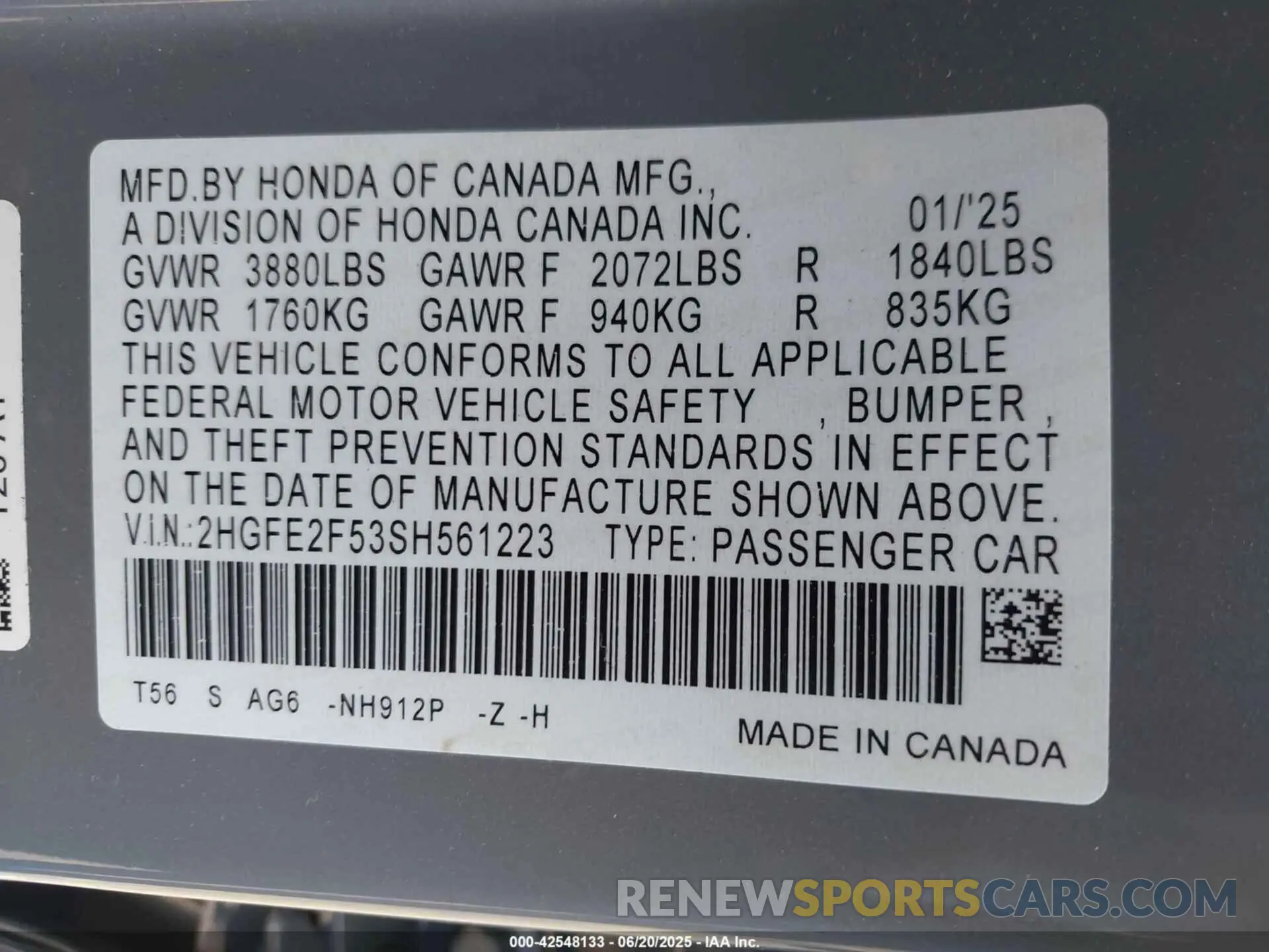 9 Photograph of a damaged car 2HGFE2F53SH561223 HONDA CIVIC 2025