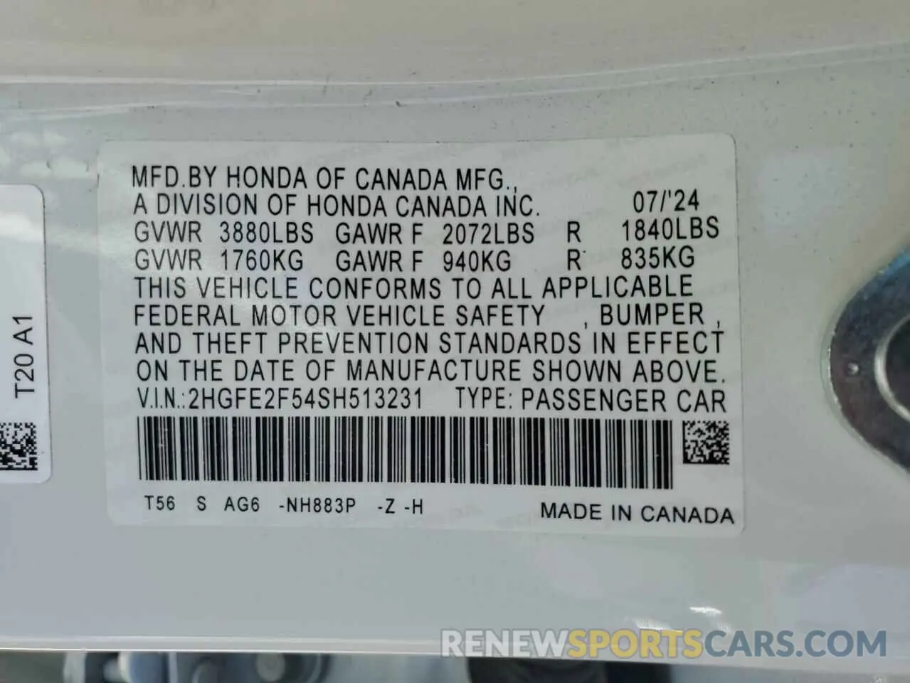 14 Photograph of a damaged car 2HGFE2F54SH513231 HONDA CIVIC 2025